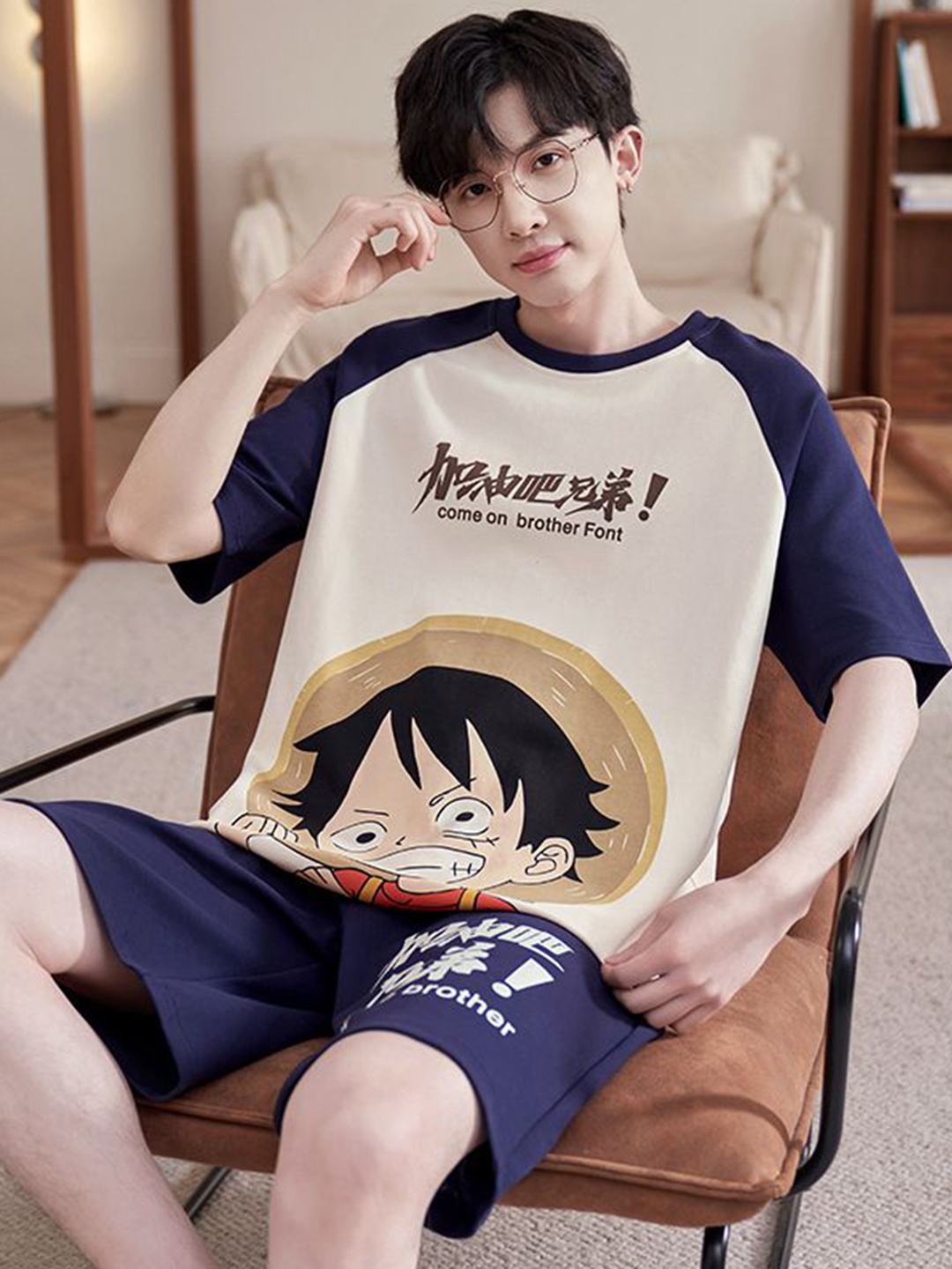 

StyleCast Printed Pure Cotton T-shirt With Shorts Night Suit, Off white