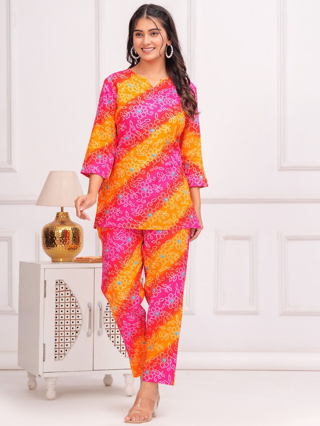 

BAESD Printed Top With Trouser, Pink