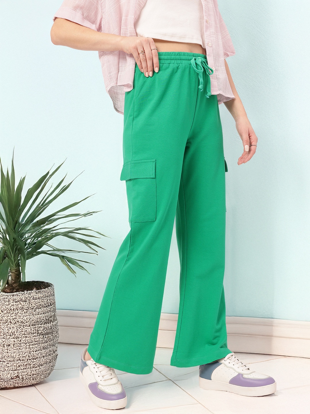 

DressBerry Women Functional Fashion Cargo Style Track Pants, Green