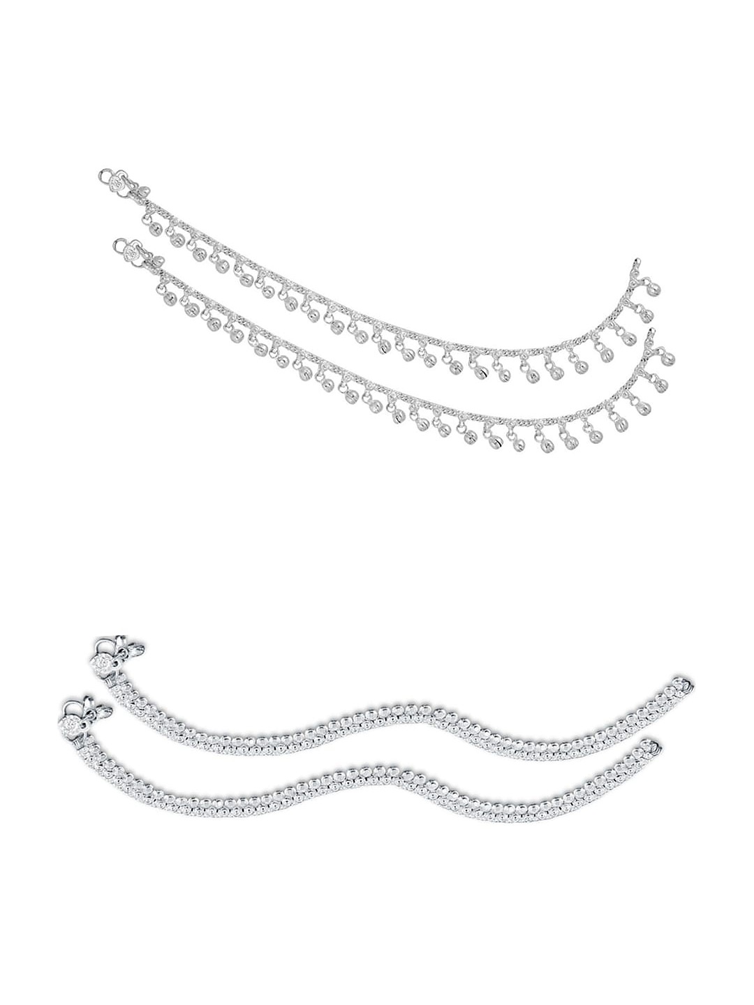 

Heer Collection Set Of 2 Silver-Plated Anklets