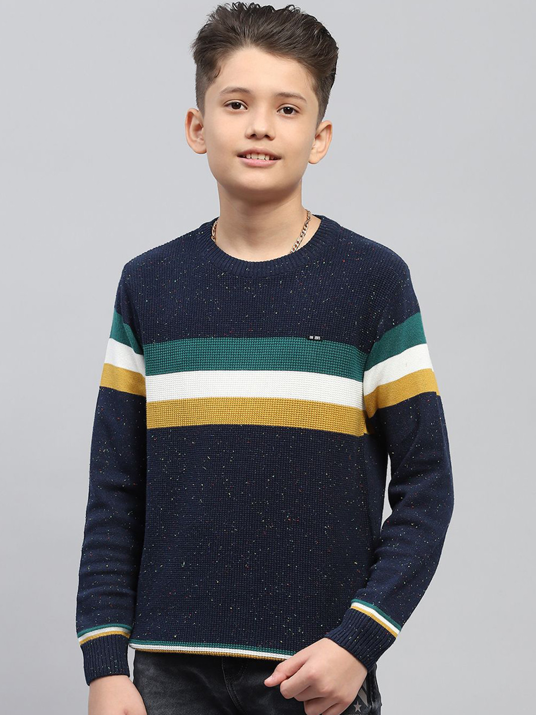 

Monte Carlo Boys Striped Cotton Pullover Sweaters, Navy blue