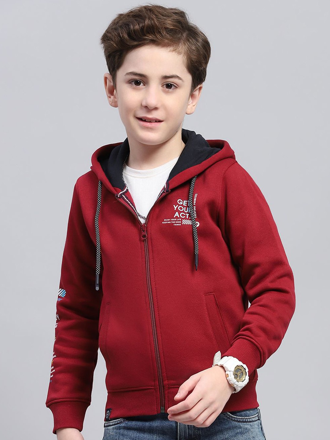 

Monte Carlo Boys Printed Hooded Sweatshirt, Maroon