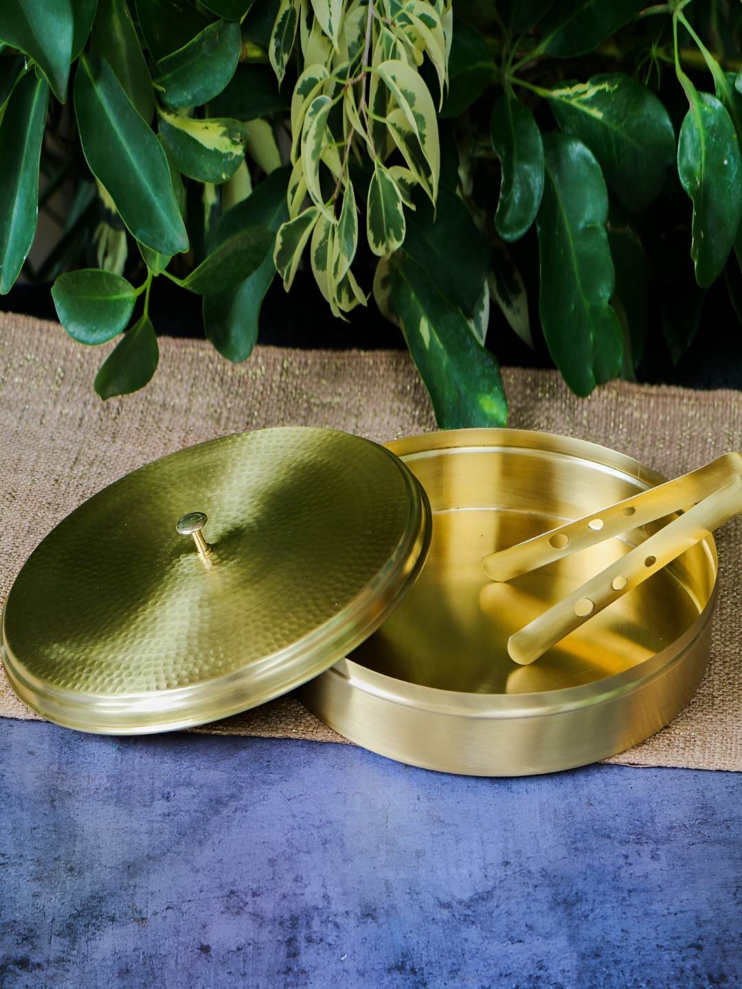 

Ambi Home Gold-Toned Dishwasher Safe Brass Roti Box With Lid
