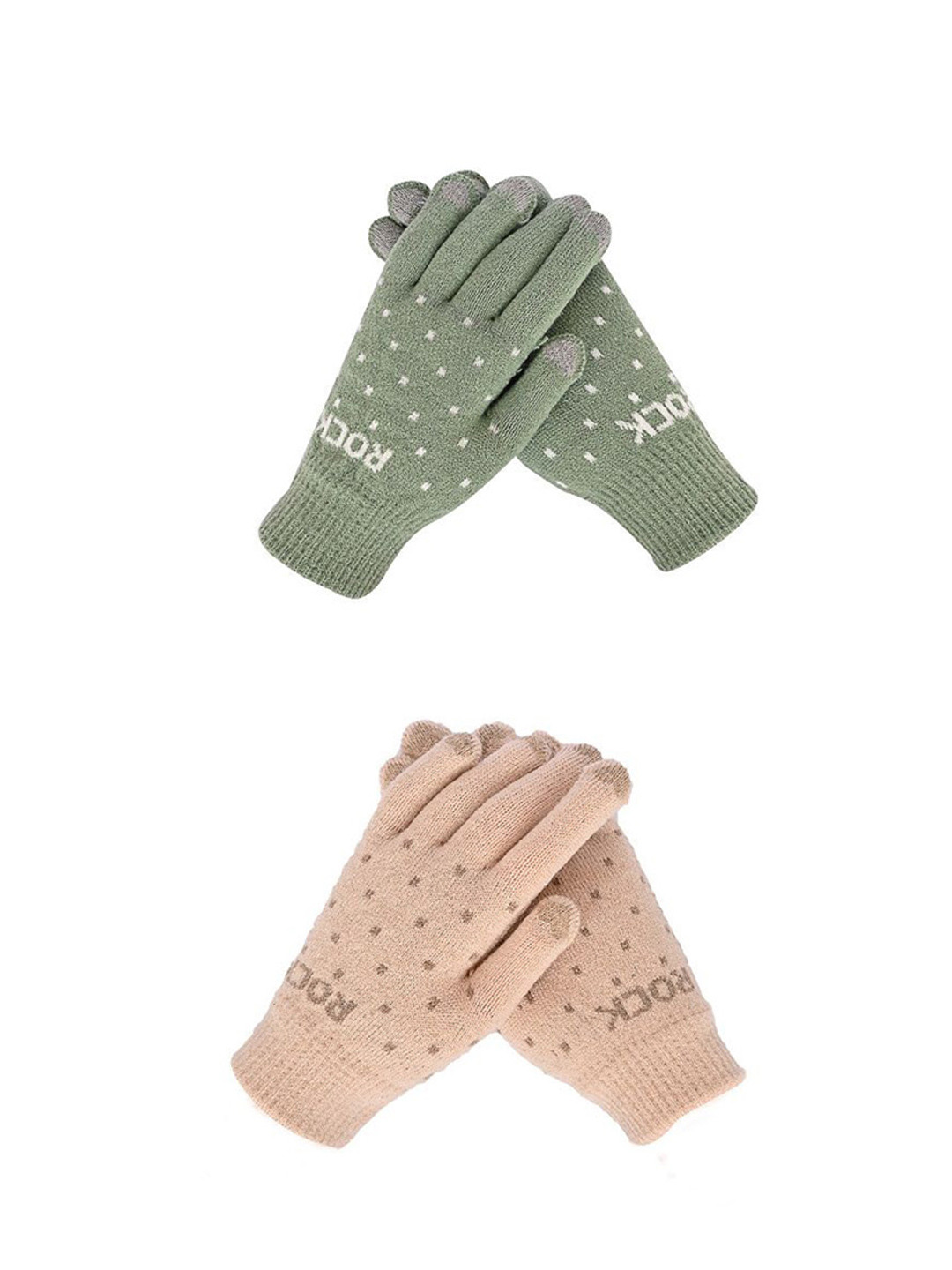 

LOOM LEGACY Women Patterned Acrylic Touchscreen Gloves, Green