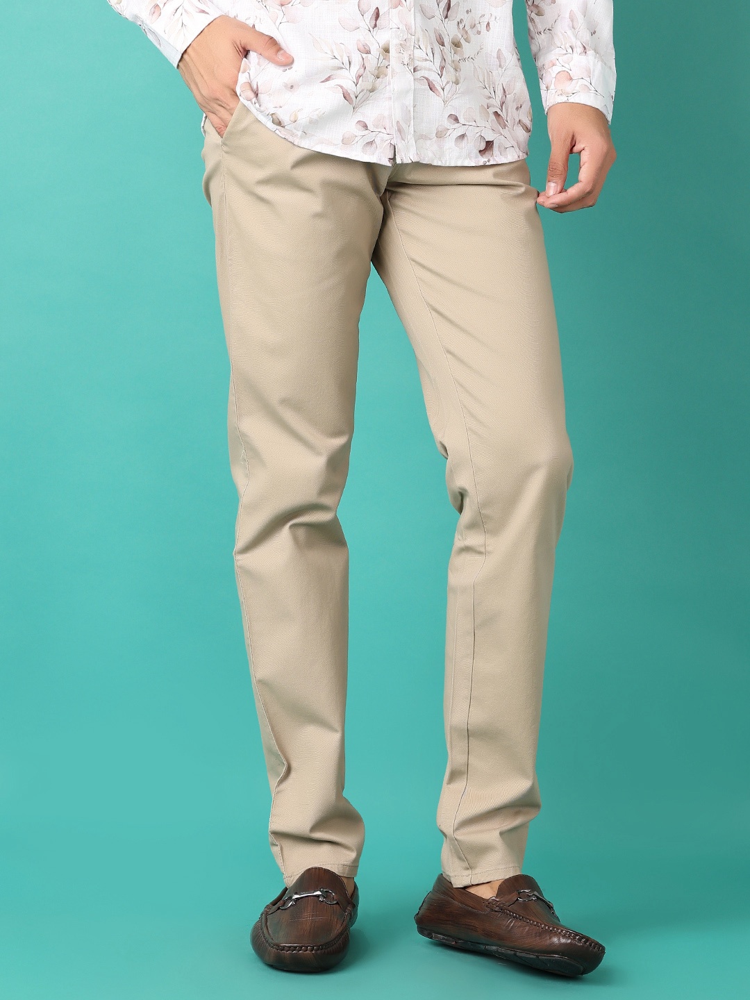 

V-Mart Men Mid-Rise Cotton Chinos Trousers, Khaki