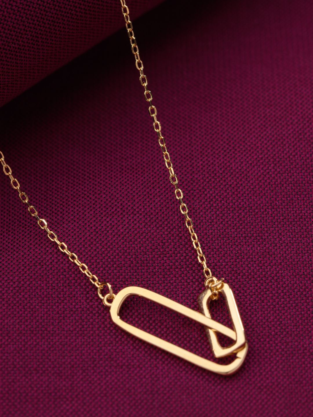 

Gargi by P. N. Gadgil & Sons Gold-Plated Sterling Silver Paperclip Pendant