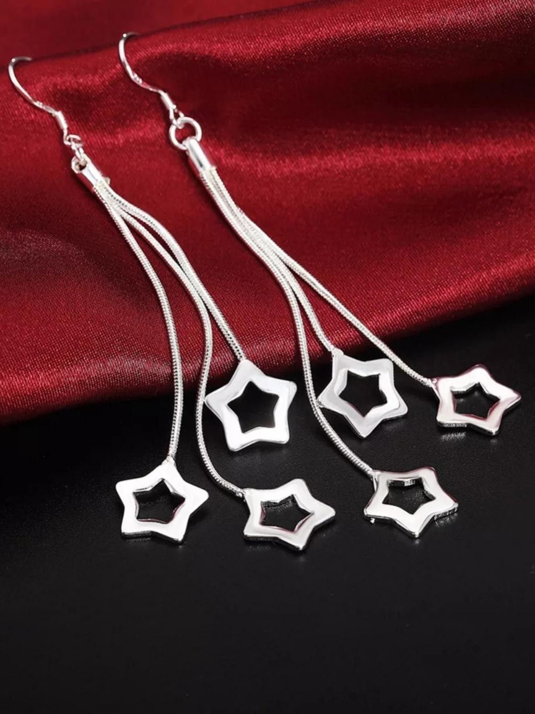 

MYKI Silver-Plated Stainless Steel Contemporary Drop Earrings