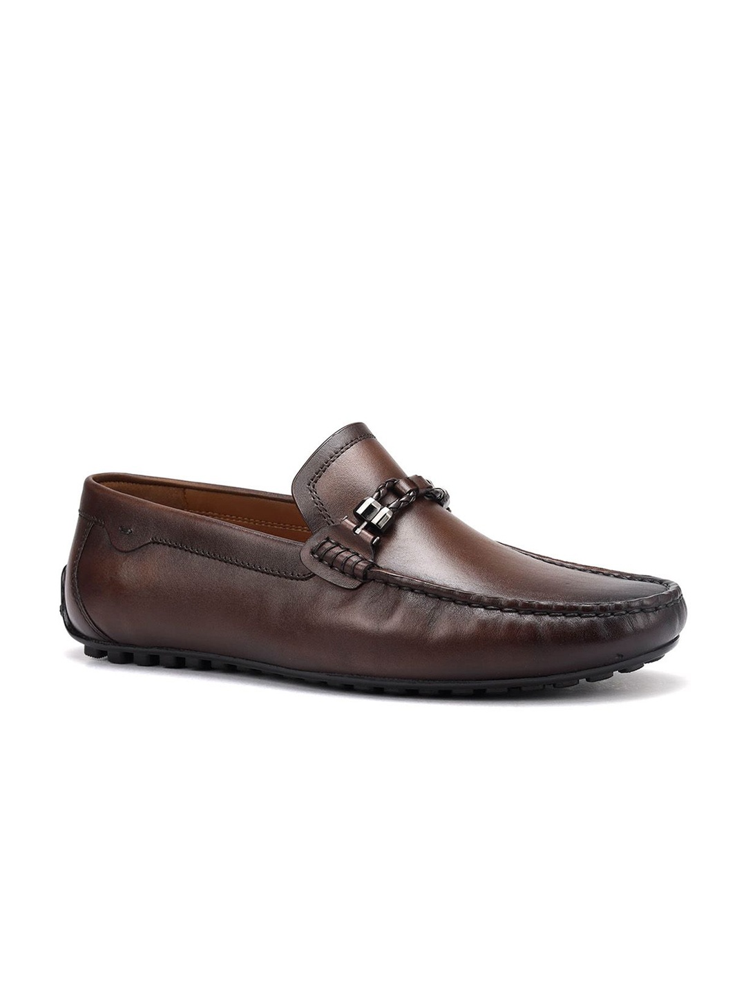 

ROSSO BRUNELLO Men Leather Formal Loafers, Coffee brown