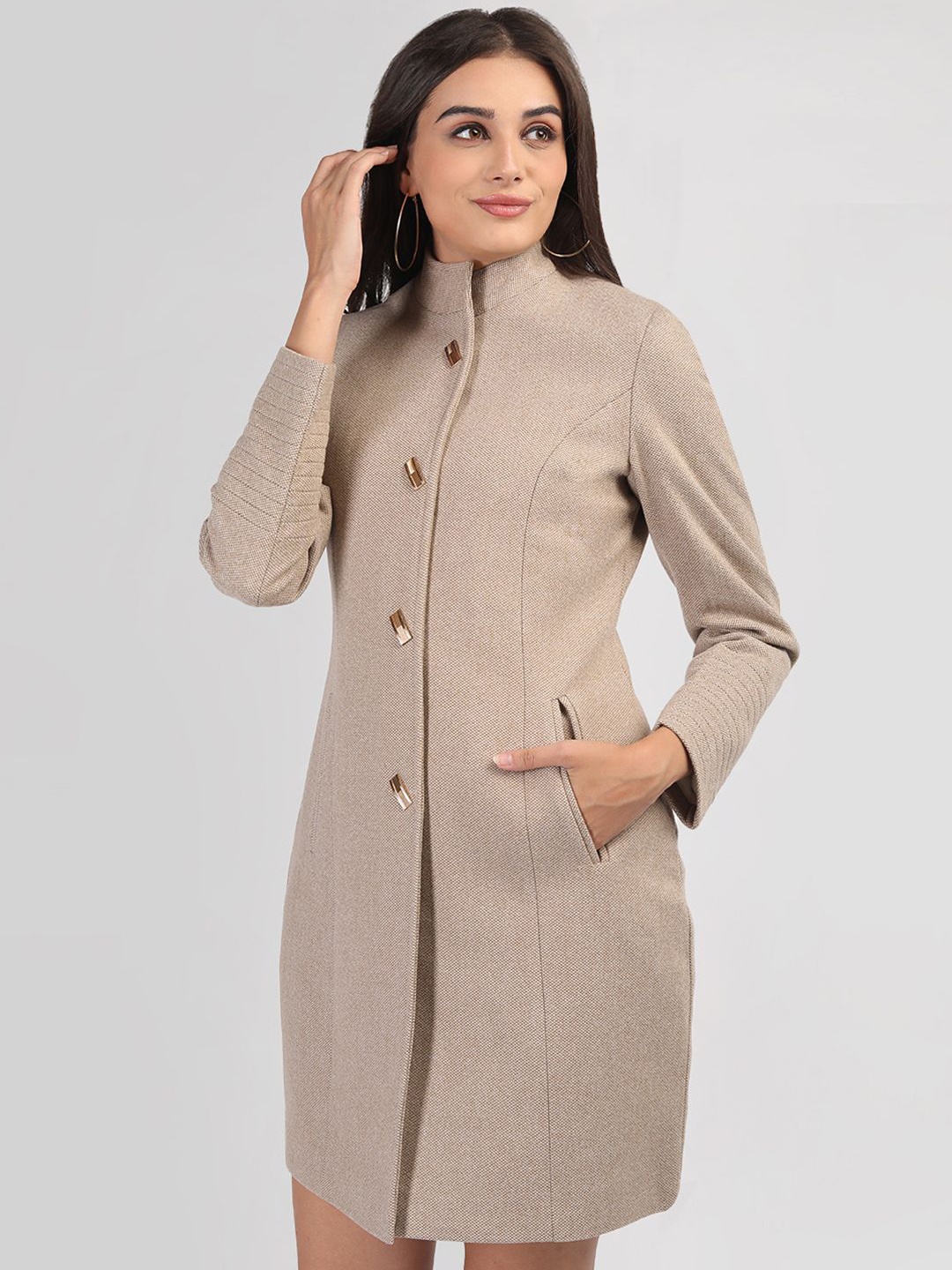 

PROTEX Women Single-Breasted Overcoat, Beige