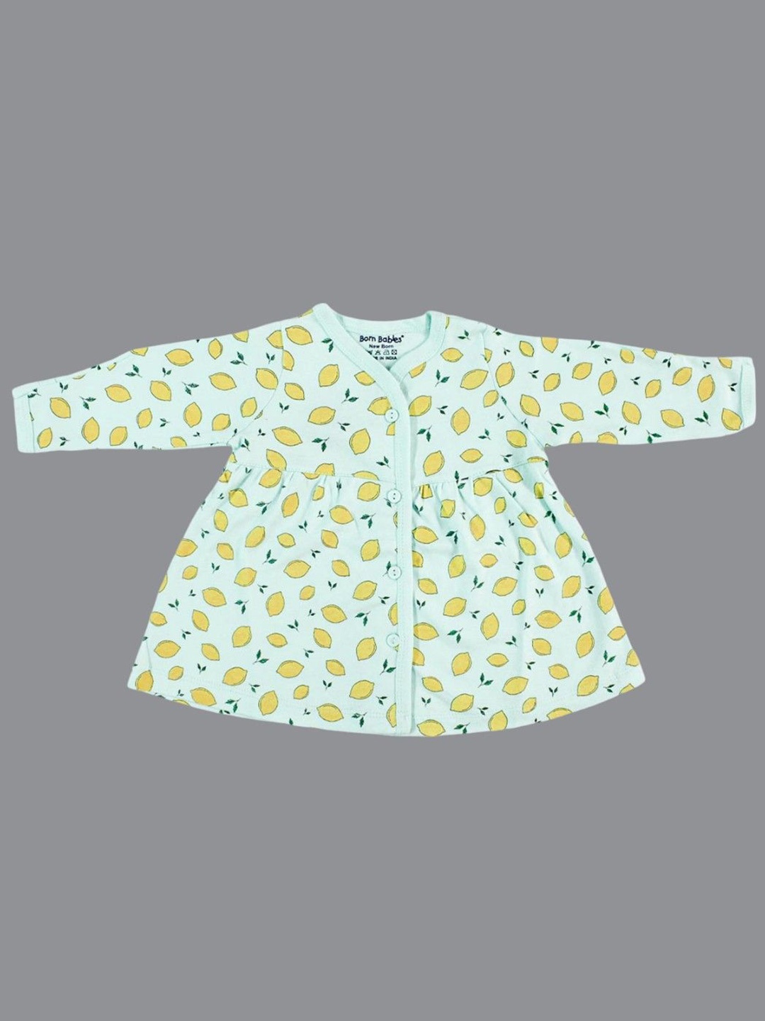 

Born Babies Girls Printed Fit and Flare Dress, Green