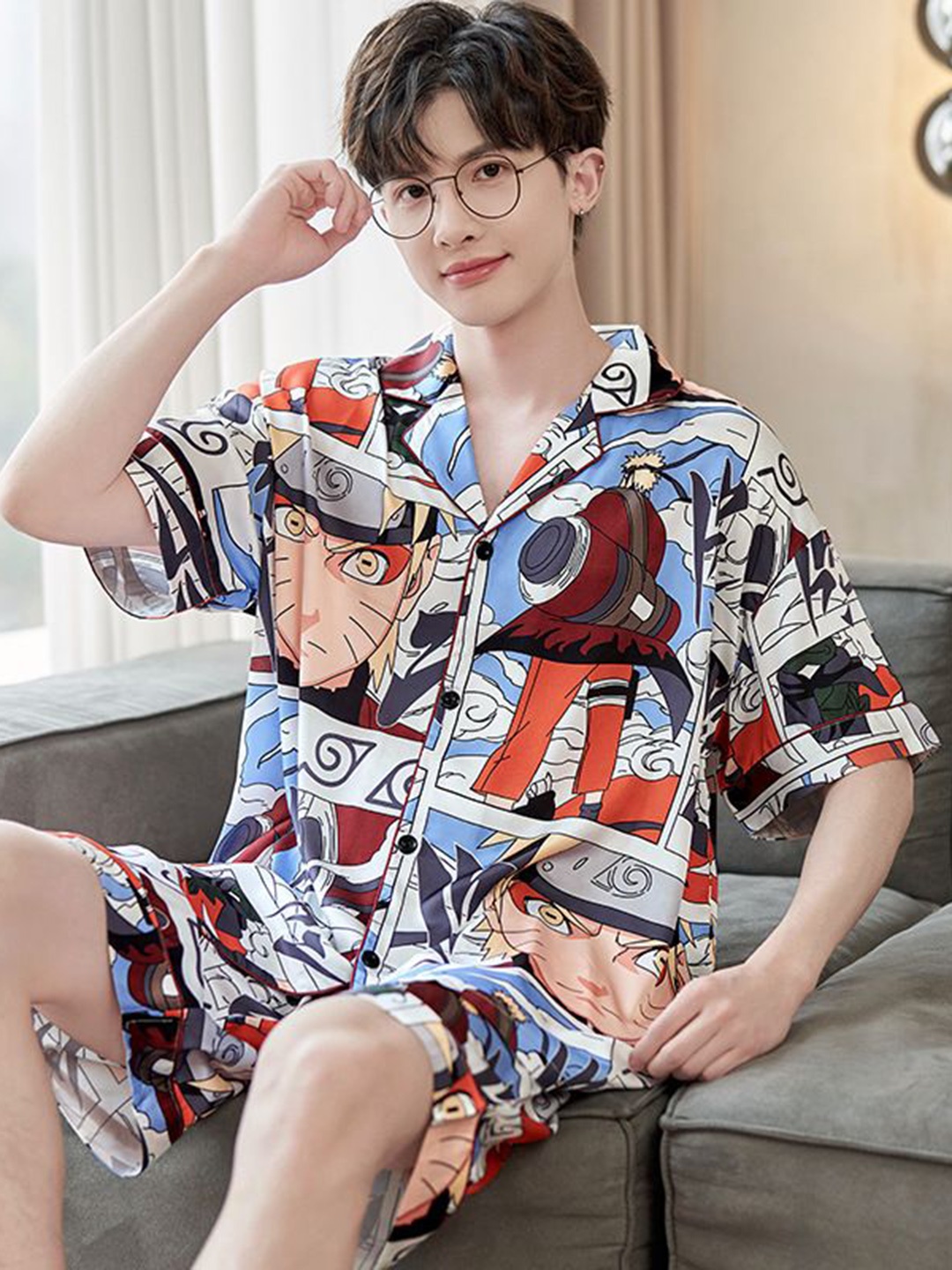 

StyleCast Printed Shirt & Shorts Co-Ords, Blue