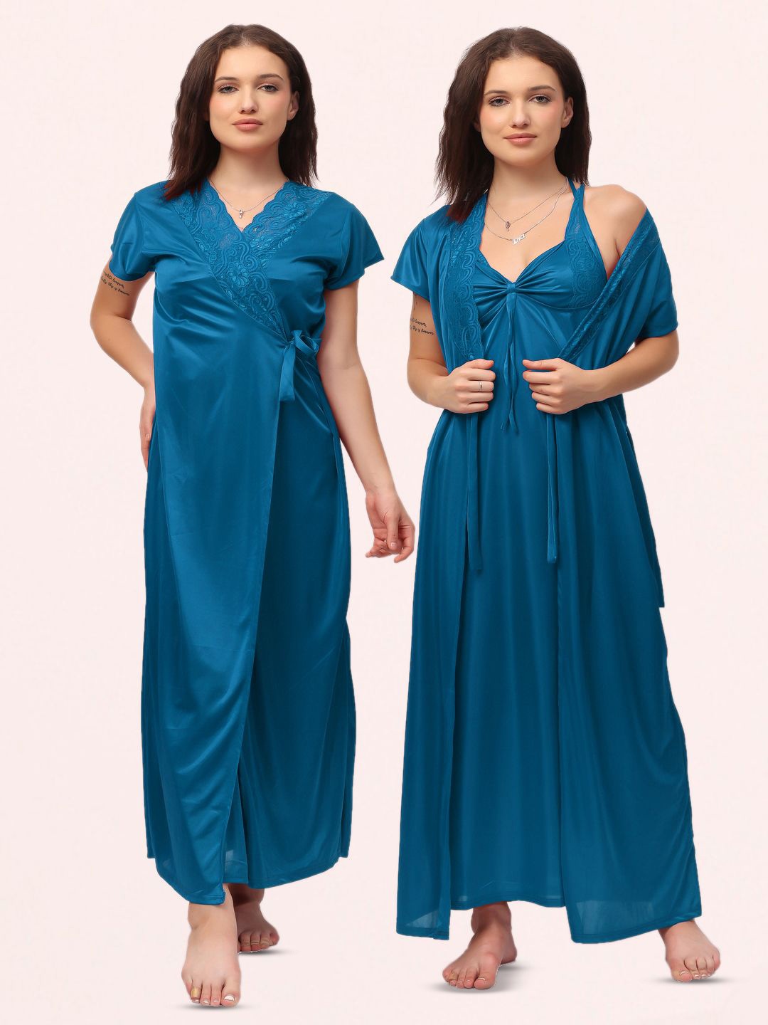 

NIGHT KEYS V-Neck Maxi Nightdress, Blue