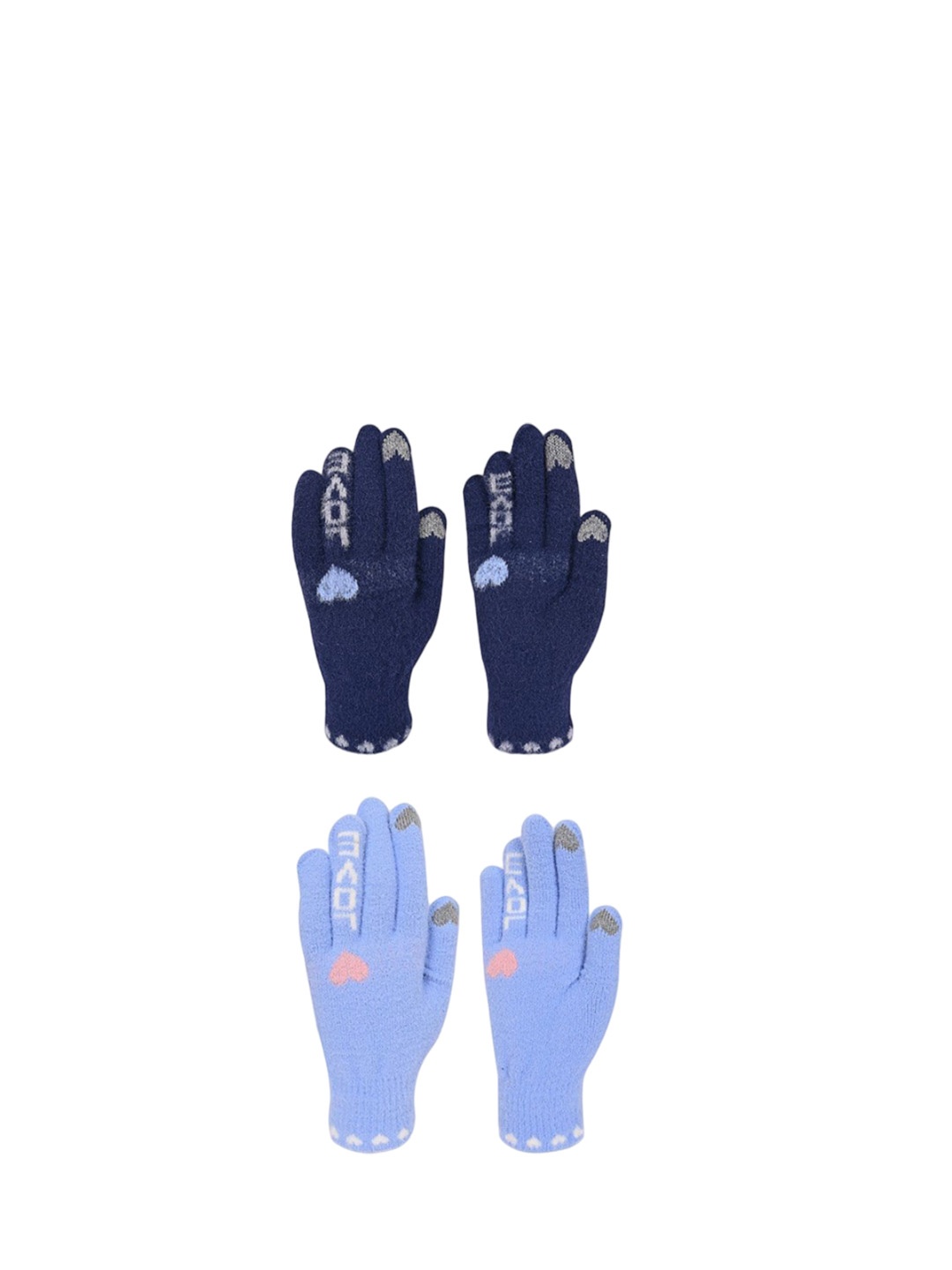 

LOOM LEGACY Women Pack of 2 Pair Touchscreen Winter Woollen Gloves, Navy blue