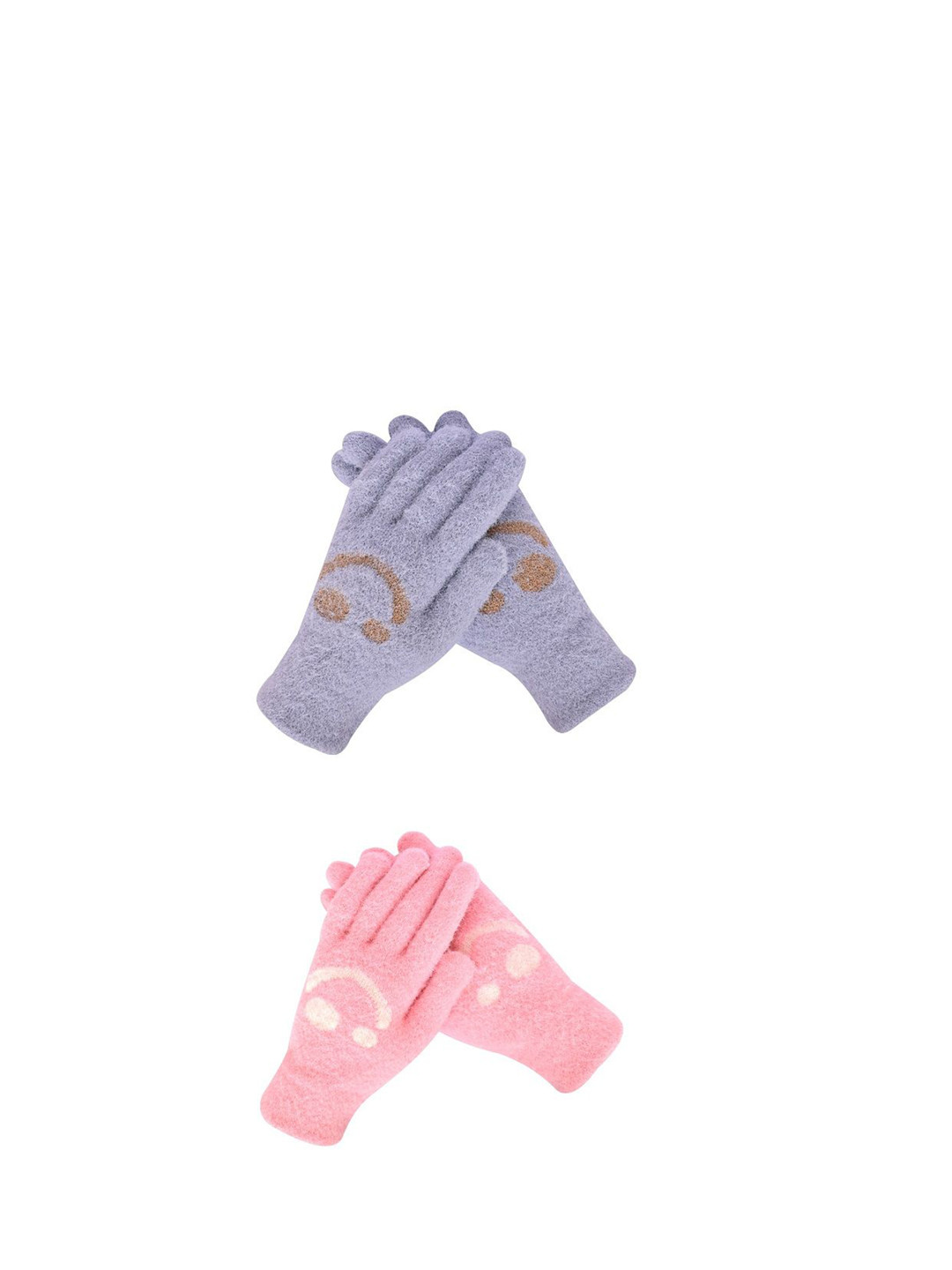 

LOOM LEGACY Pack of 2 Women Patterned Acrylic Touchscreen Casual Gloves, Lavender