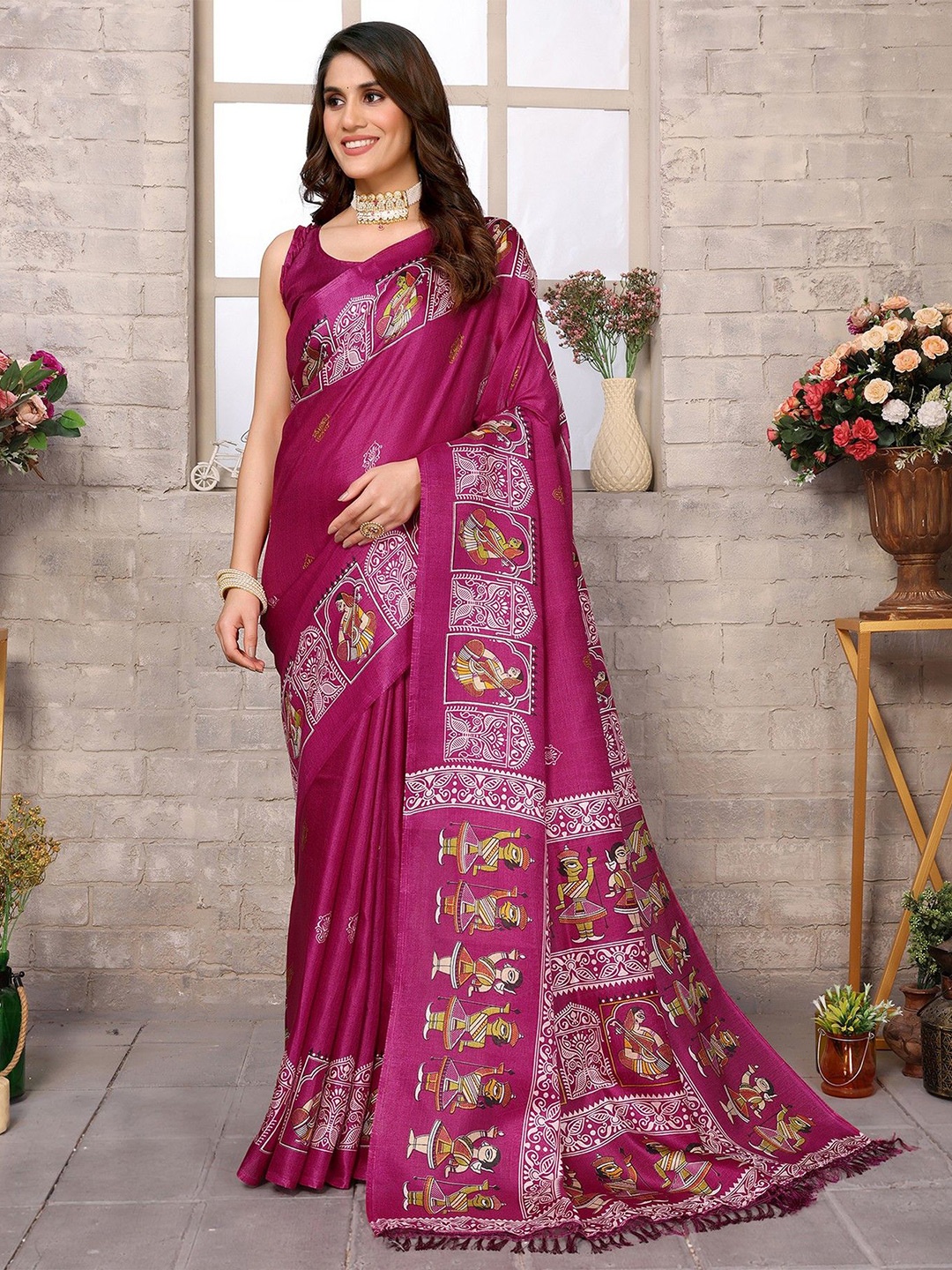 

KALINI Ethnic Motifs Printed Saree, Purple