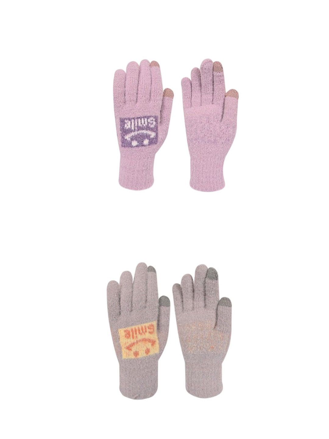 

LOOM LEGACY Women Pack of 2 Patterned Acrylic Touchscreen Gloves, Purple