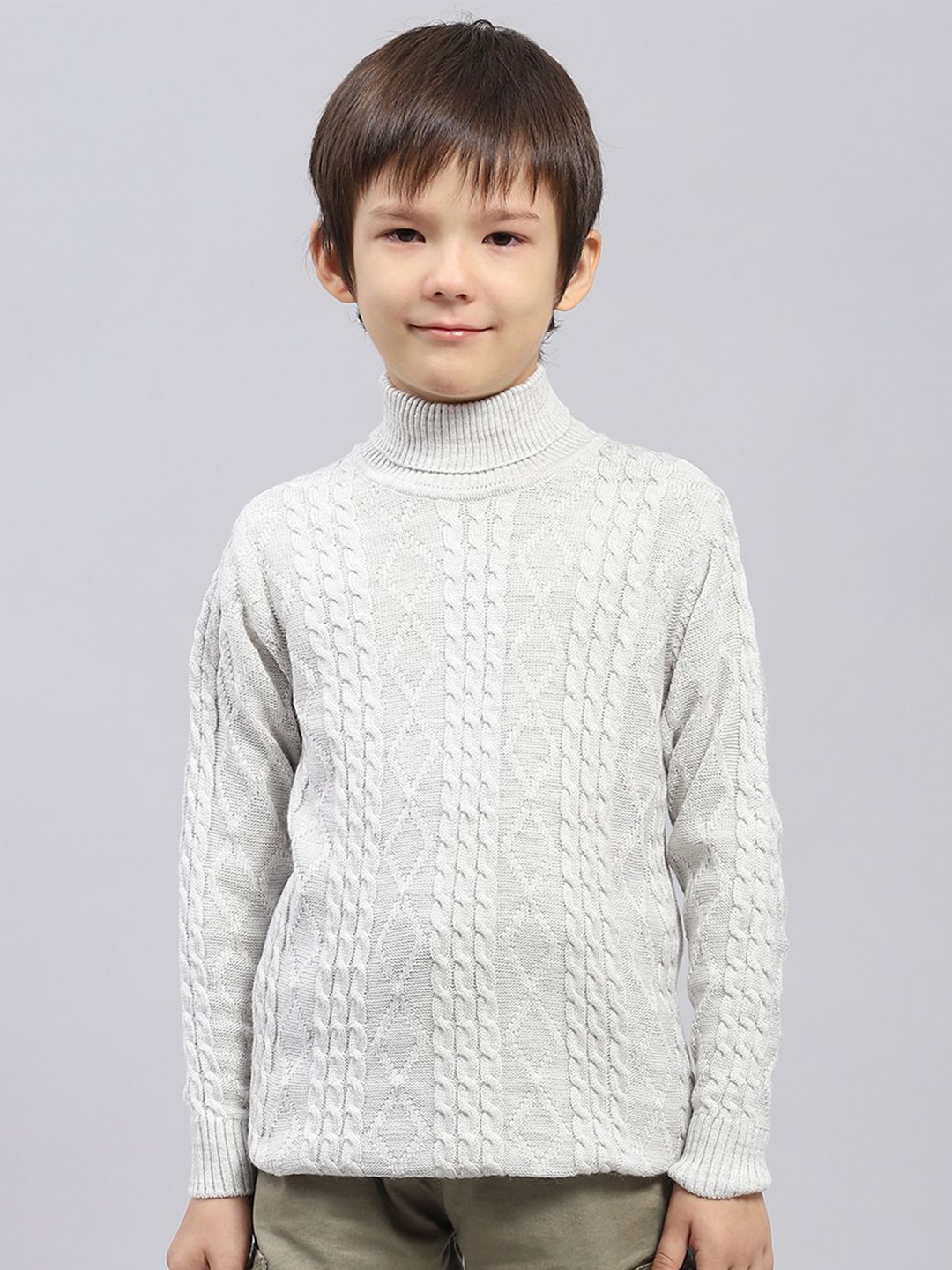 

Monte Carlo Boys Cable Knit Turtle Neck Pullover Sweaters, Off white