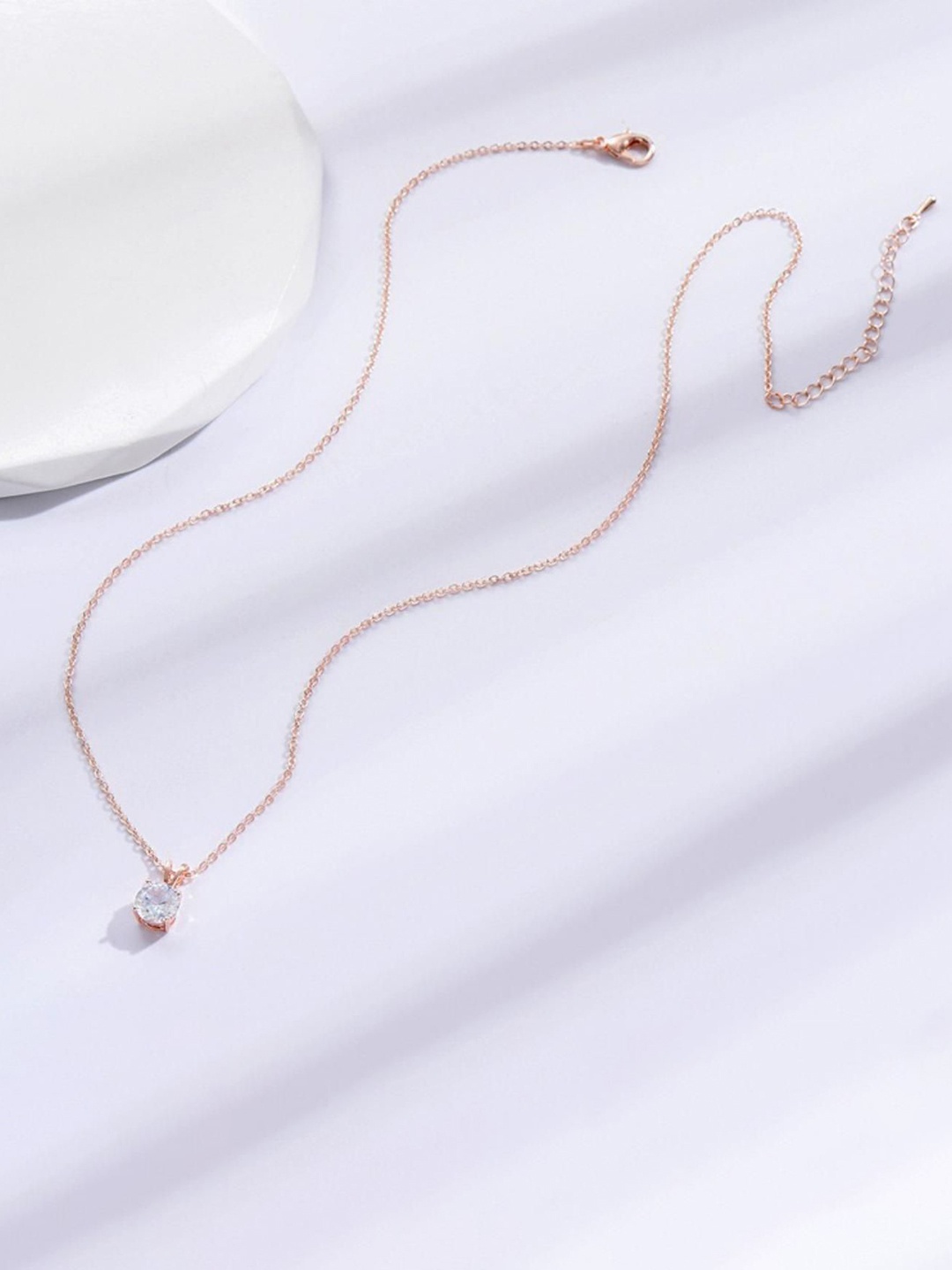 

MYKI Rose Gold-Plated Contemporary Cubic Zirconia Pendant With Chain
