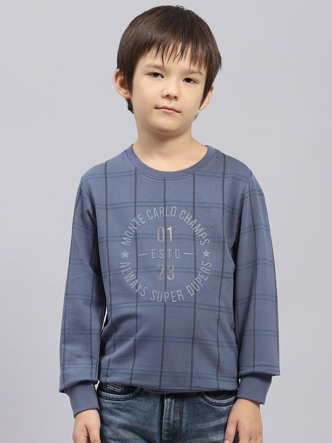 

Monte Carlo Boys Printed Round Neck Pullover Sweatshirt, Blue