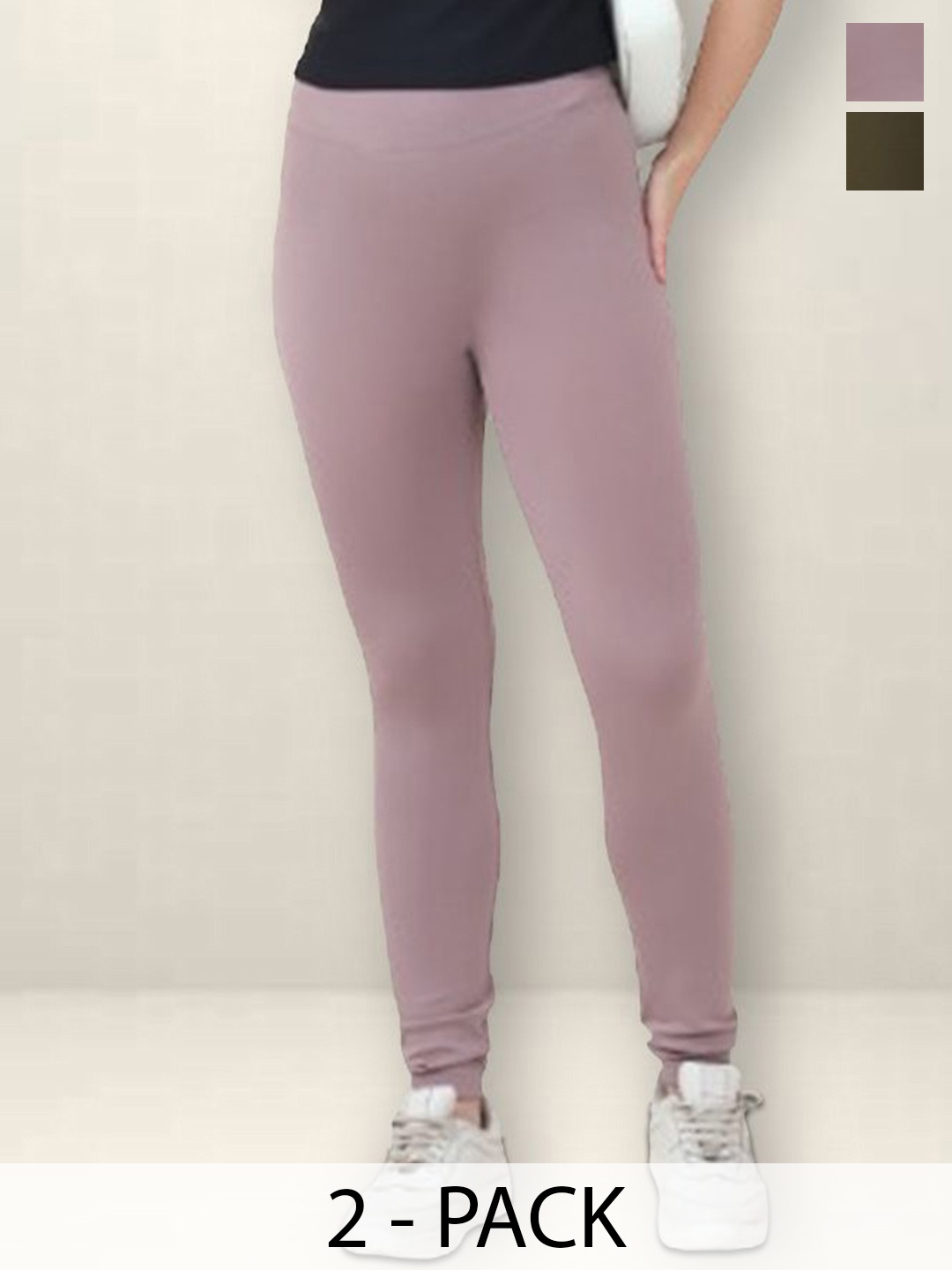 

Jinfo Women Pack Of 2 Ankle-Length Training or Gym Tights, Purple