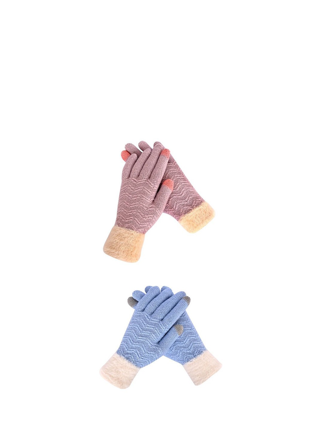 

LOOM LEGACY Women Pack of 2 Acrylic Winter Gloves, Blue