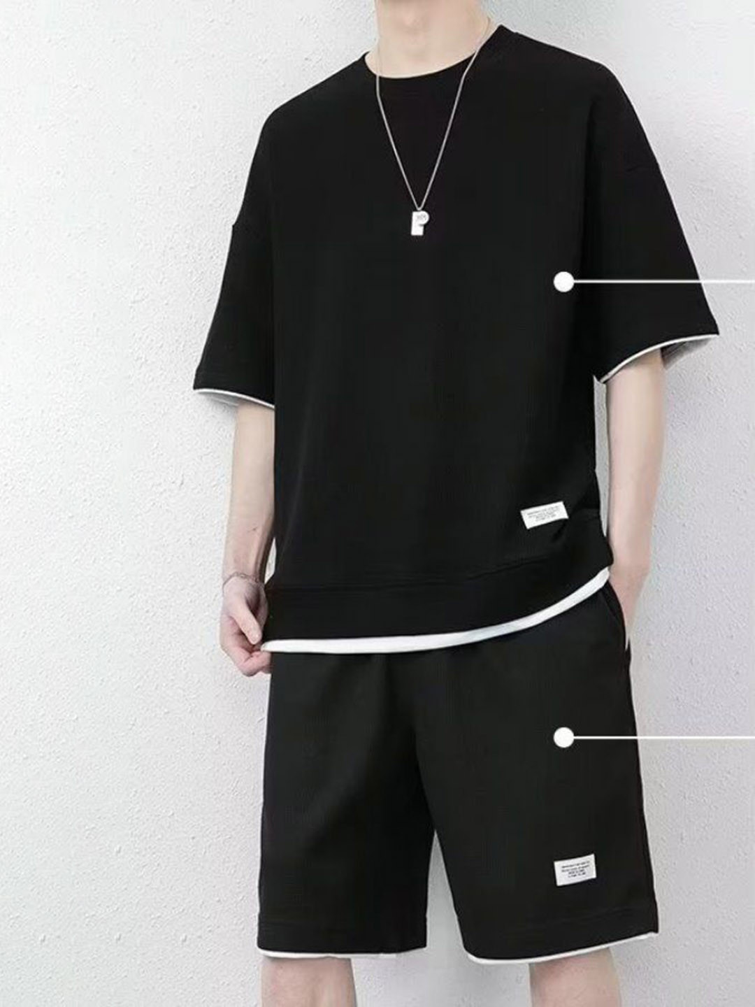 

StyleCast Round Neck T-Shirt & Shorts Co-Ords, Black