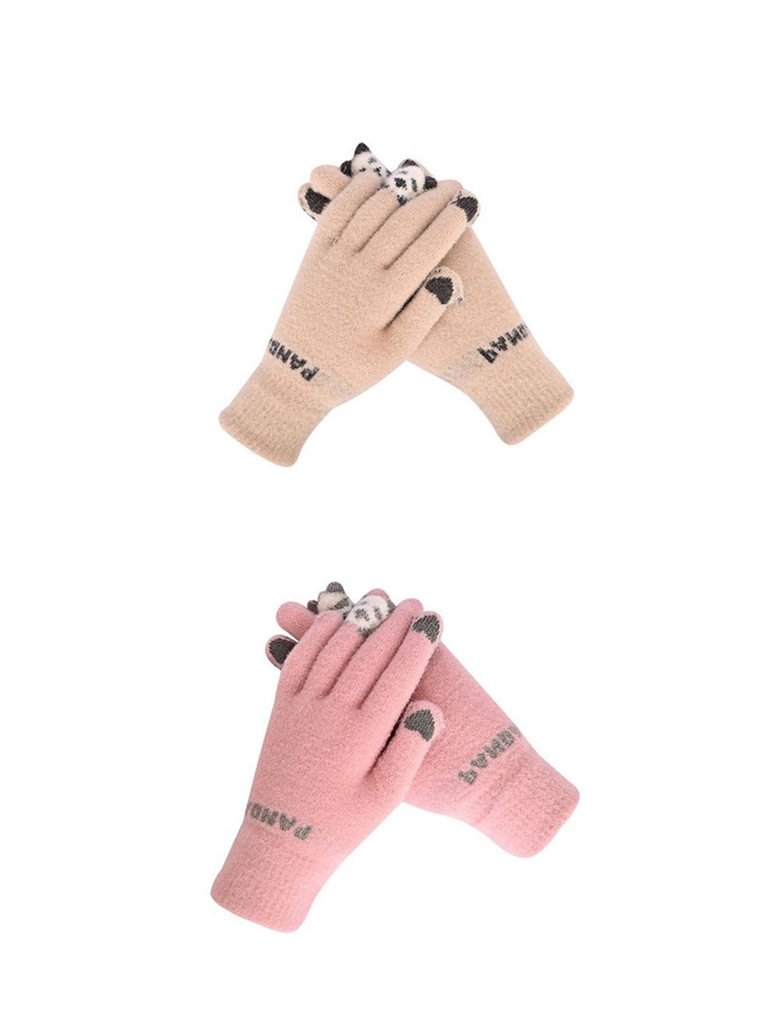 

LOOM LEGACY Women Pack of 2 Patterned Acrylic Touchscreen Gloves, Pink