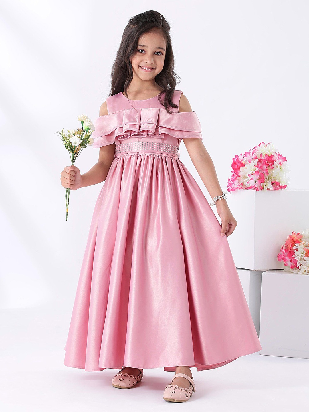 

Mark & Mia Girls Cold-Shoulder Maxi Dress, Pink