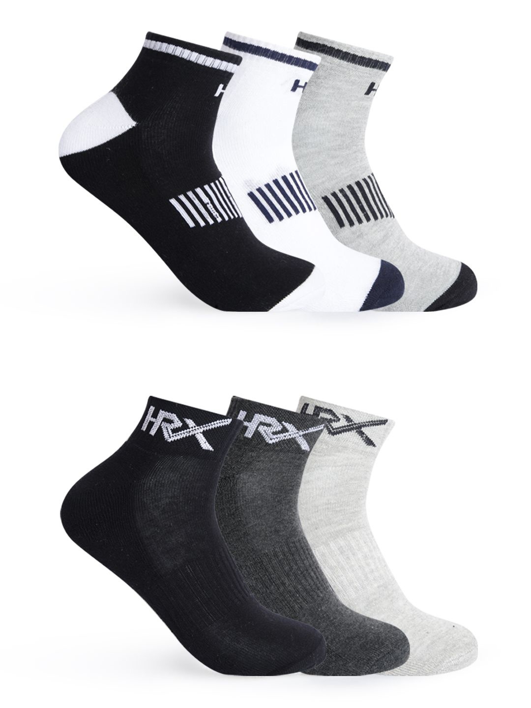 

HRX by Hrithik Roshan Men Pack Of 6 Ankle-Length Socks, Black
