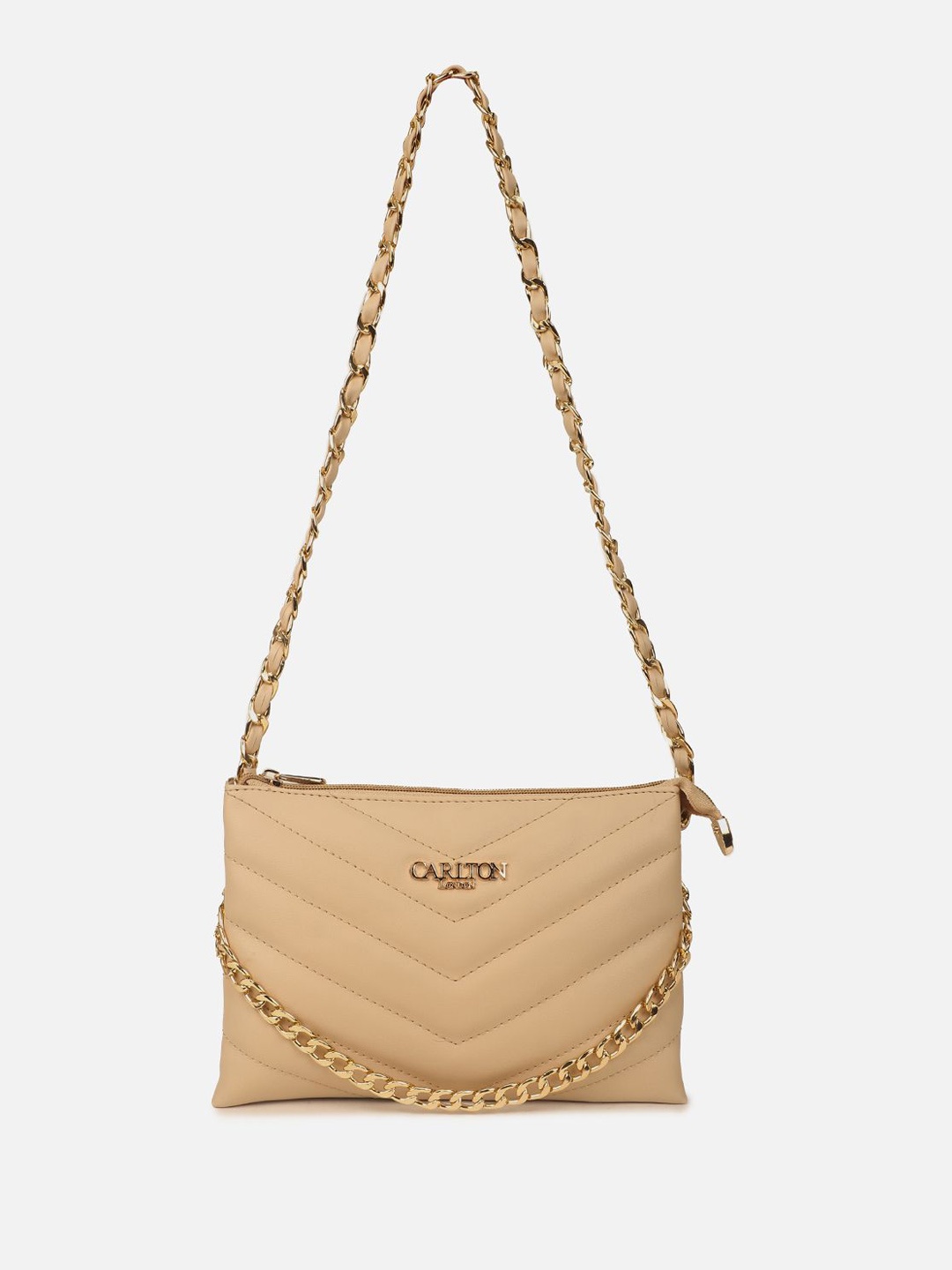 

Carlton London Women Textured Crossbody Leather Sling Bag, Beige