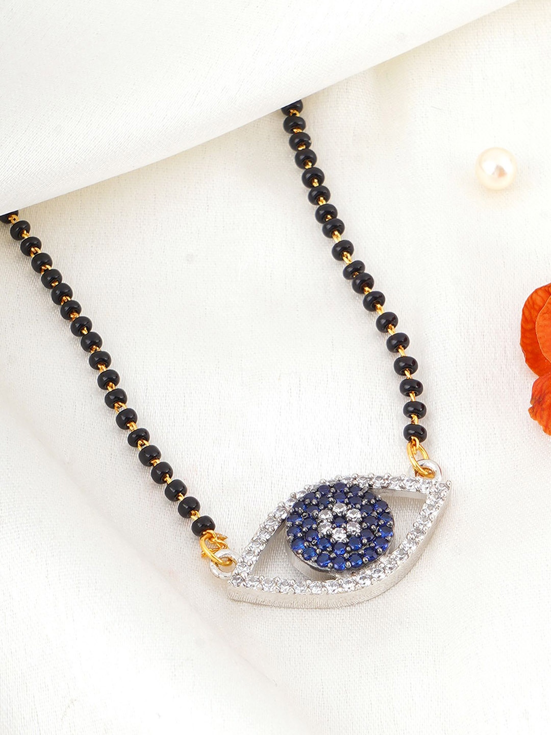 

Adwitiya Collection Gold-Plated Evil Eye Mangalsutra