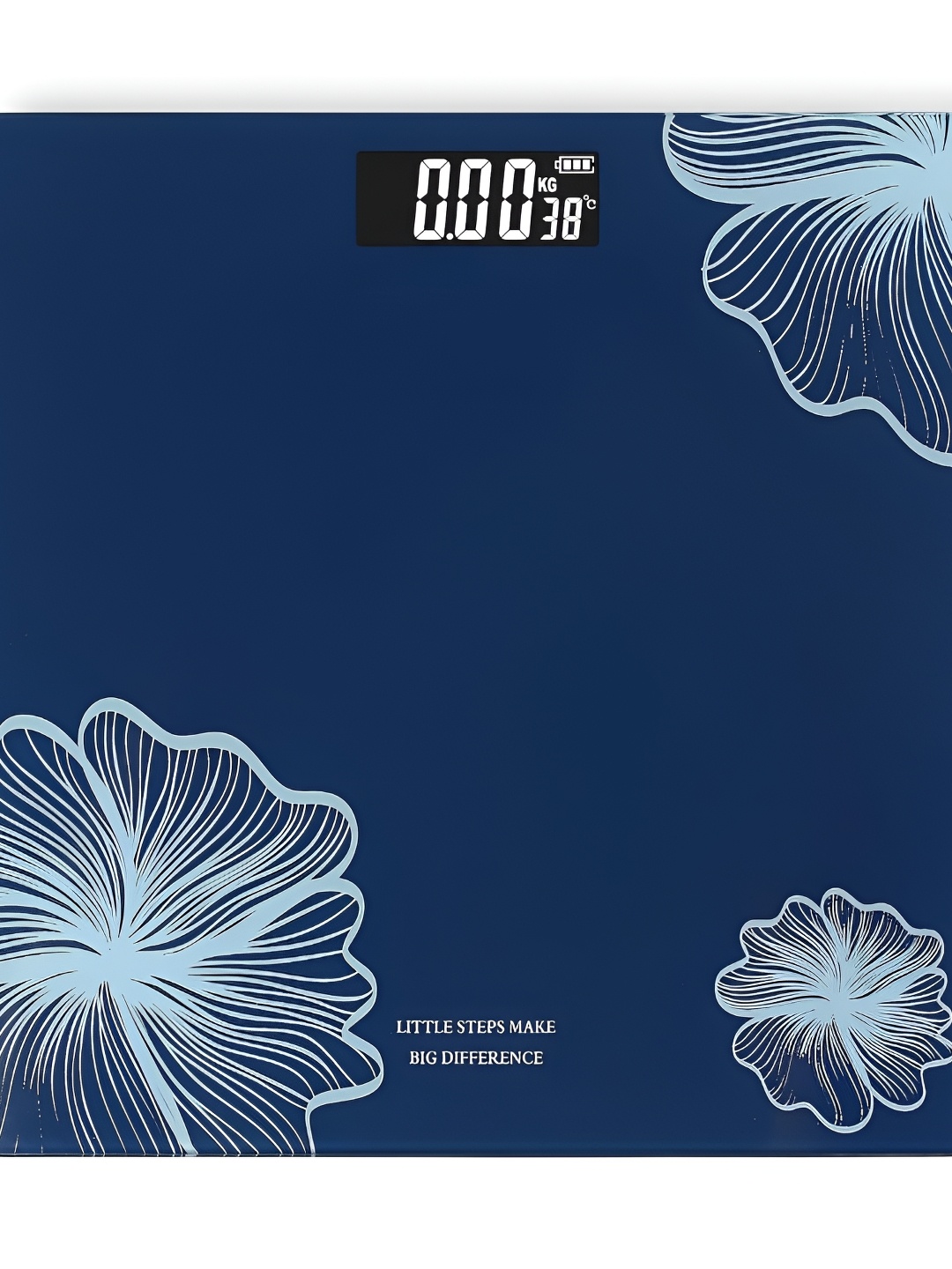 

BELENZO Blue & White Flower Printed Glass Body Weighing Scale