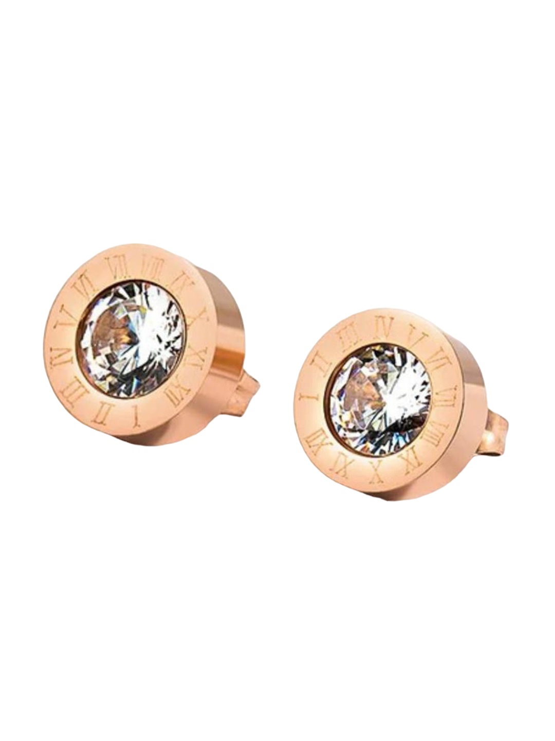 

MYKI Rose Gold-Plated Contemporary Cubic Zirconia Studs Earrings