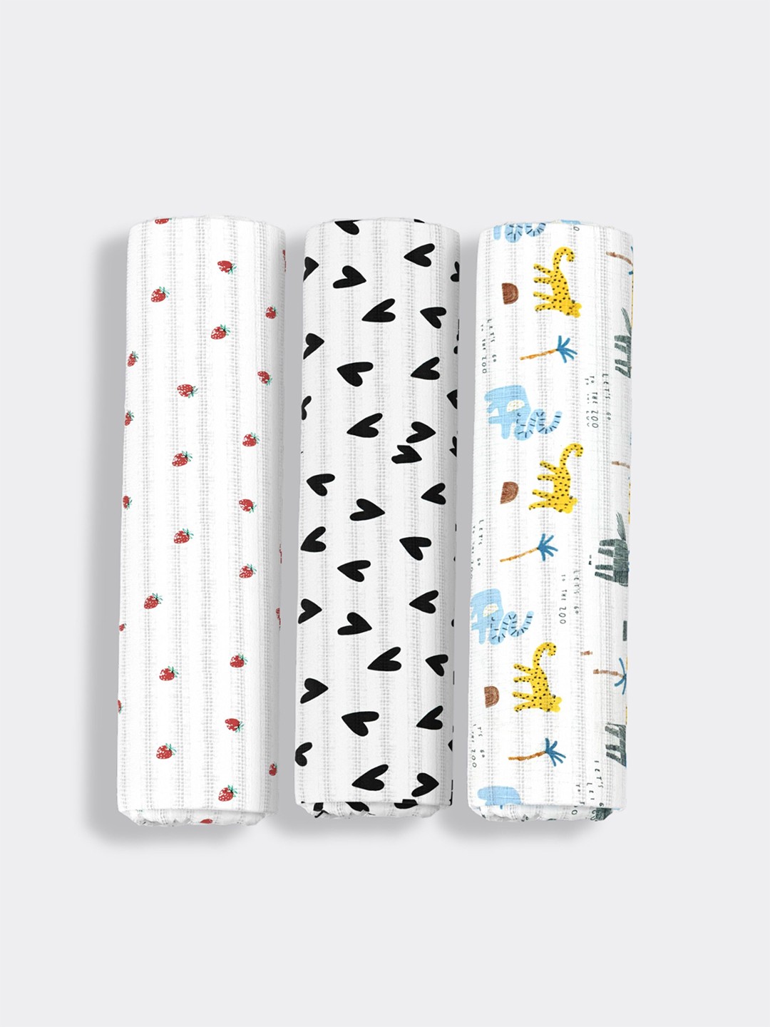

Orange Sugar Pack Of 3 Printed Cotton Swaddle, White