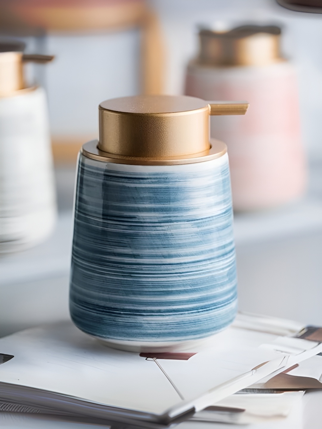 

The Better Home Blue & White Ceramic Soap Dispenser 430ml