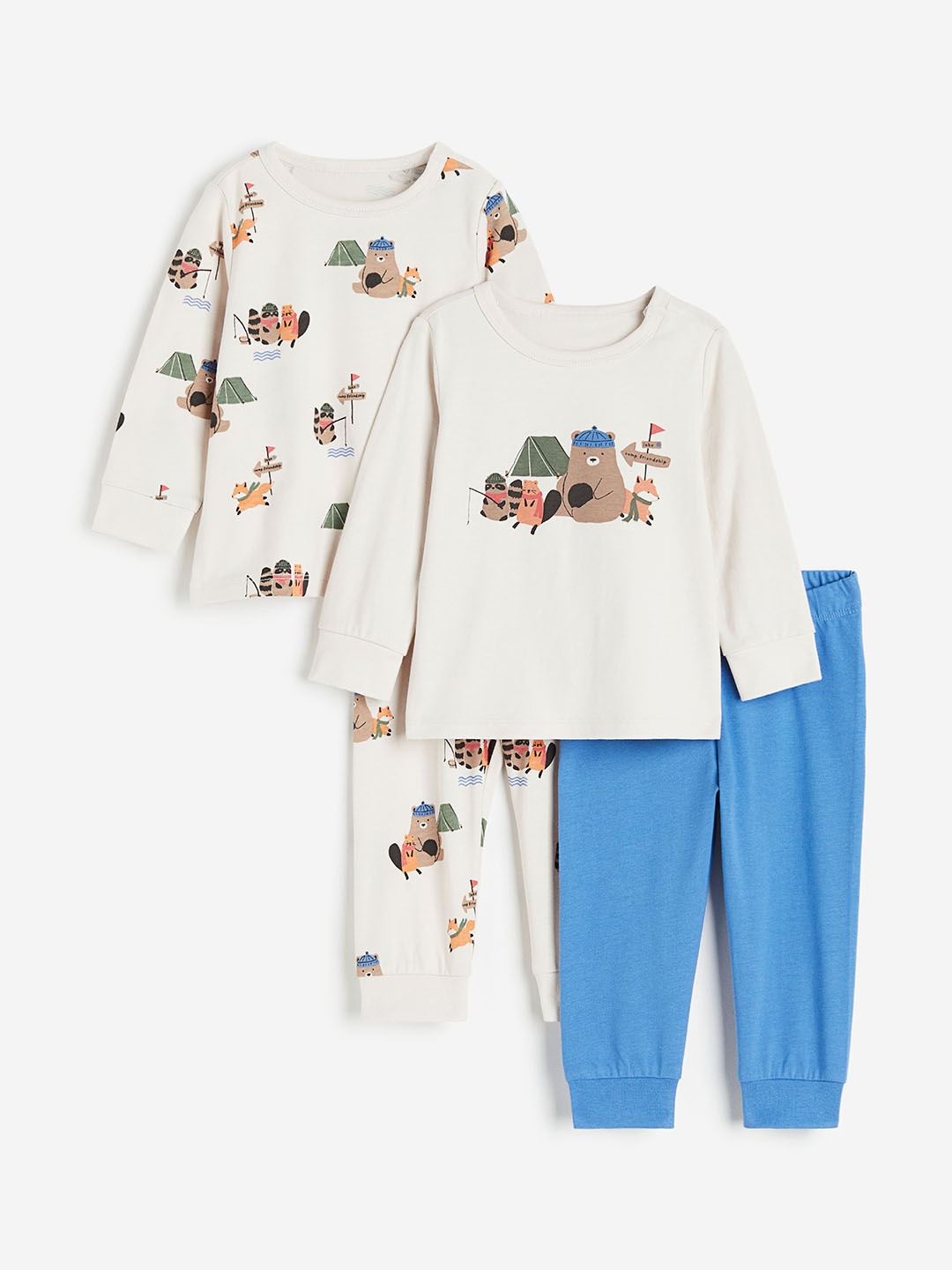 

H&M 2-Pack Printed Cotton Pyjamas, Beige