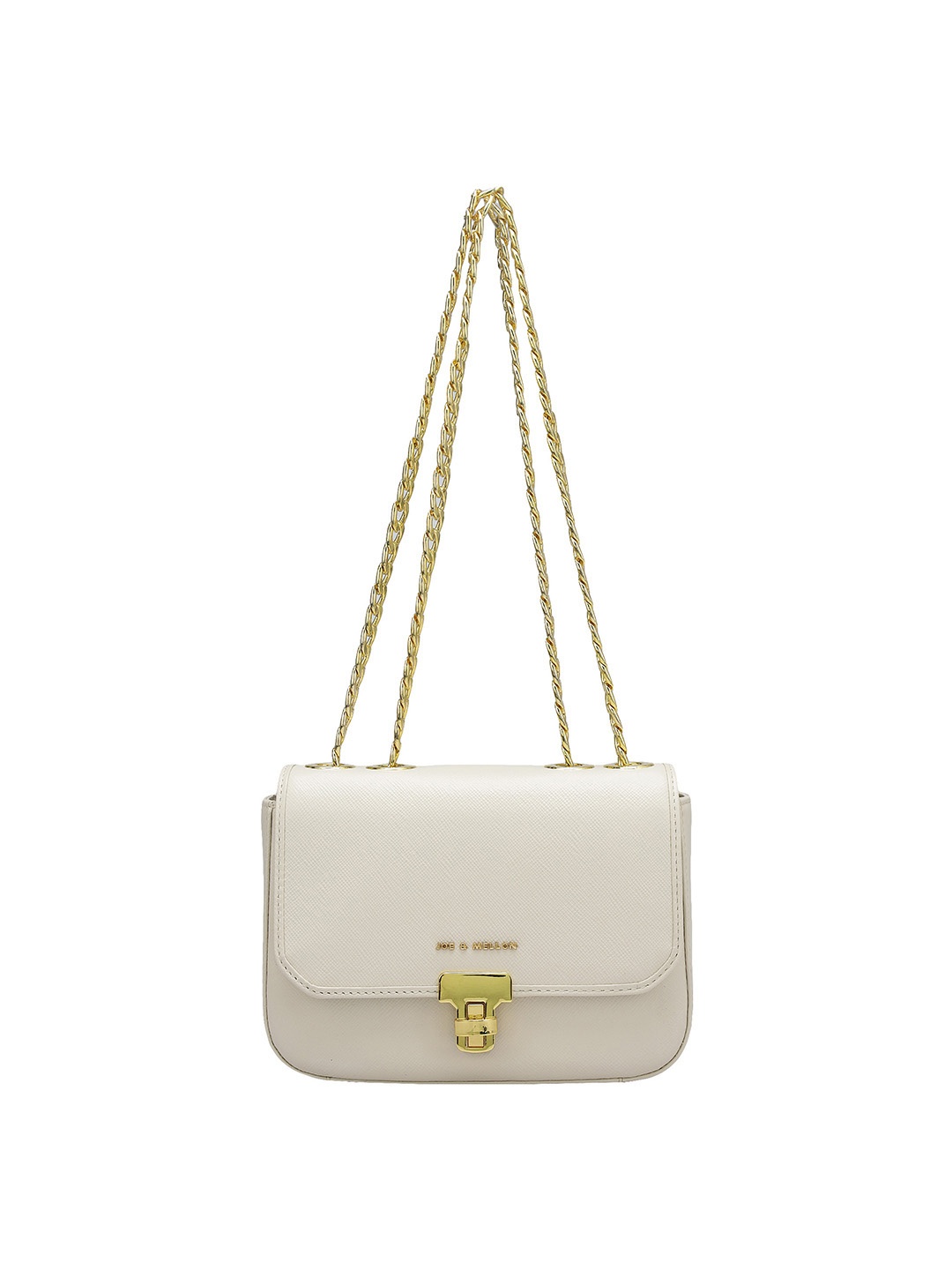 

Joe & Mellon Women Textured Solid Structured Leather Sling Bag, Cream