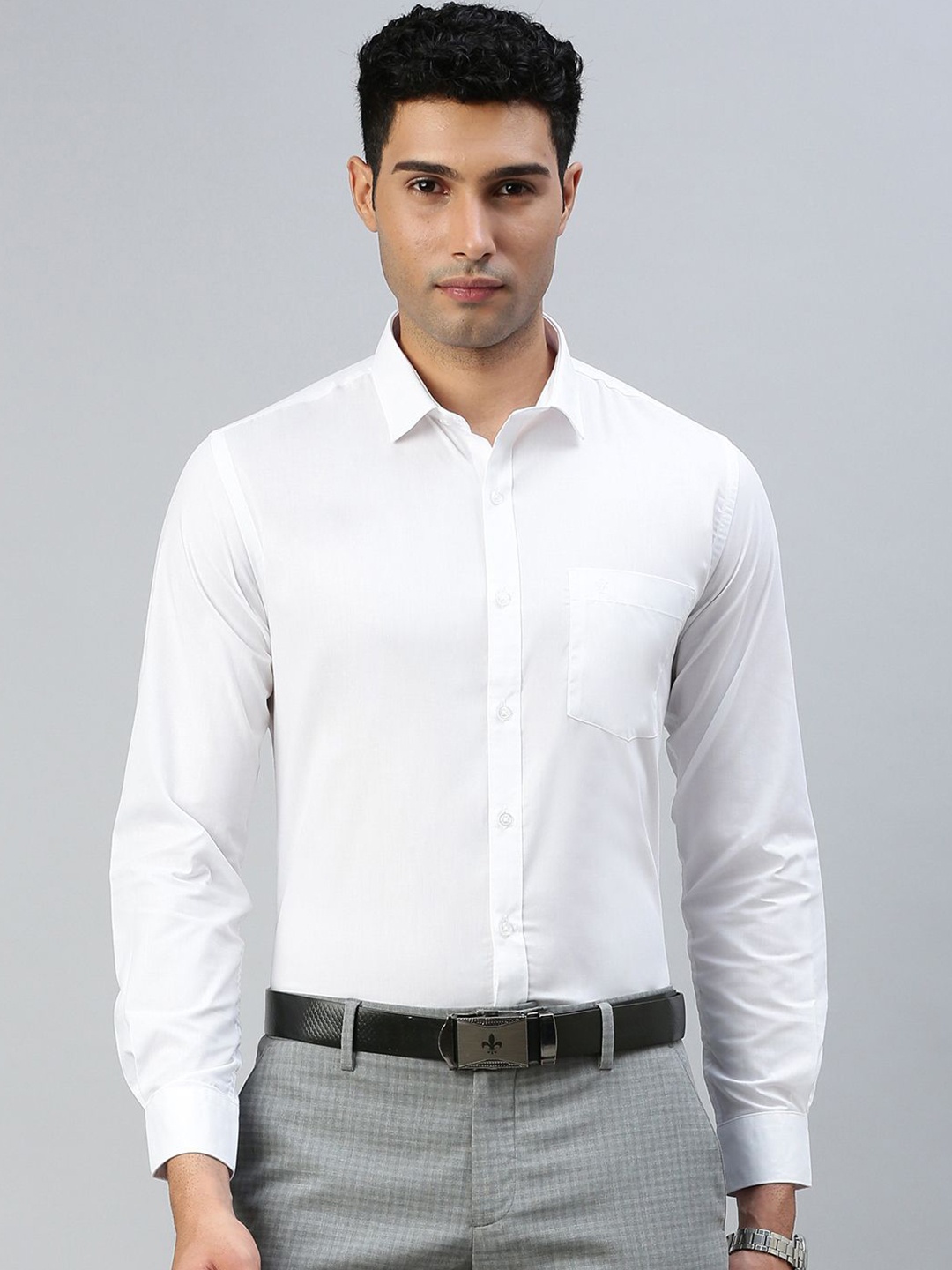 

Ramraj Men Classic Spread Collar Solid Cotton Slim Fit Formal Shirt, White