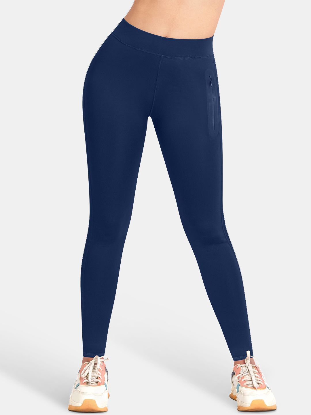 

Dermawear Women High Rise Skinny Fit Training or Gym Tights, Navy blue
