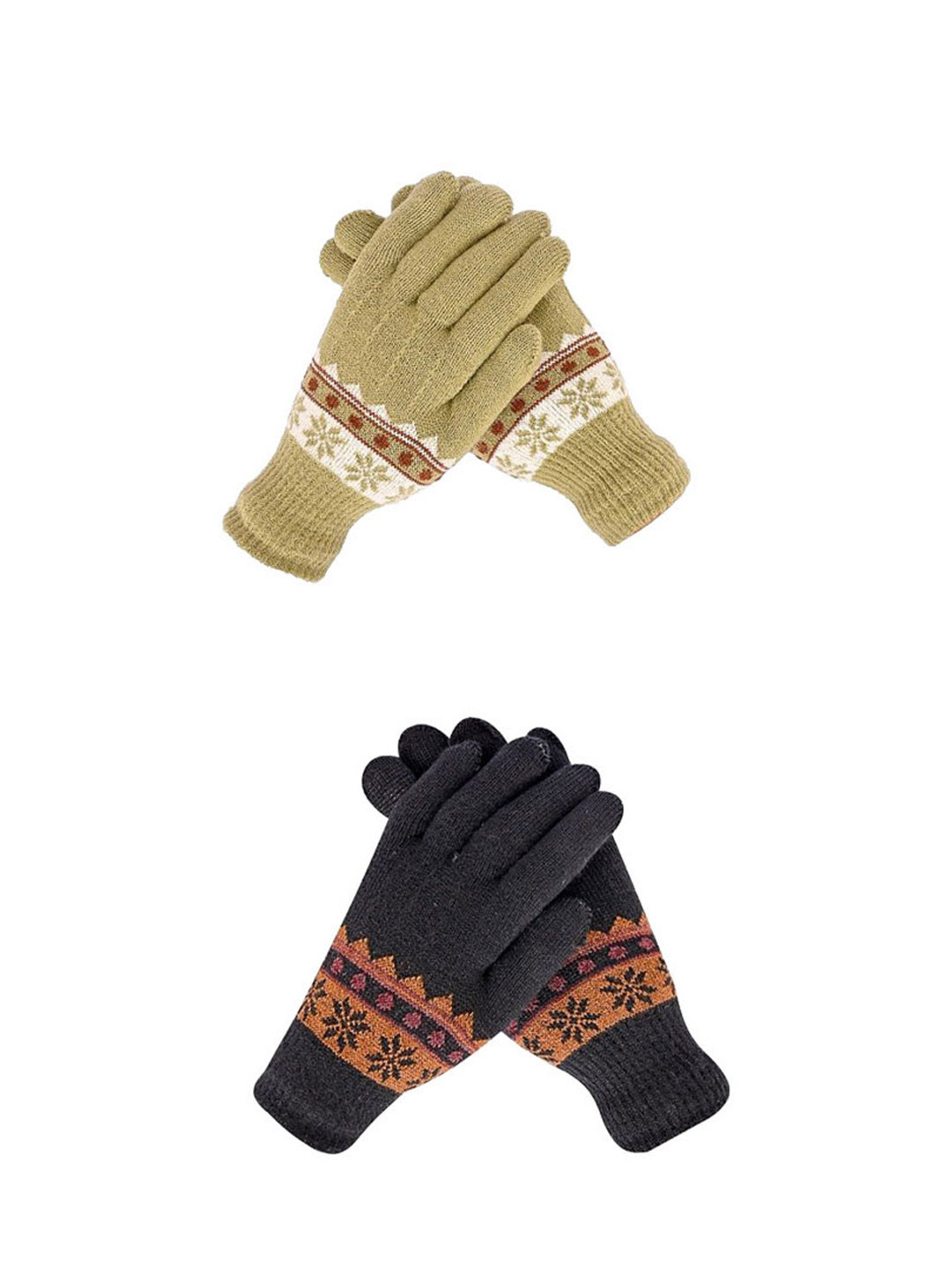 

LOOM LEGACY Women Patterned Acrylic Winter Gloves, Black