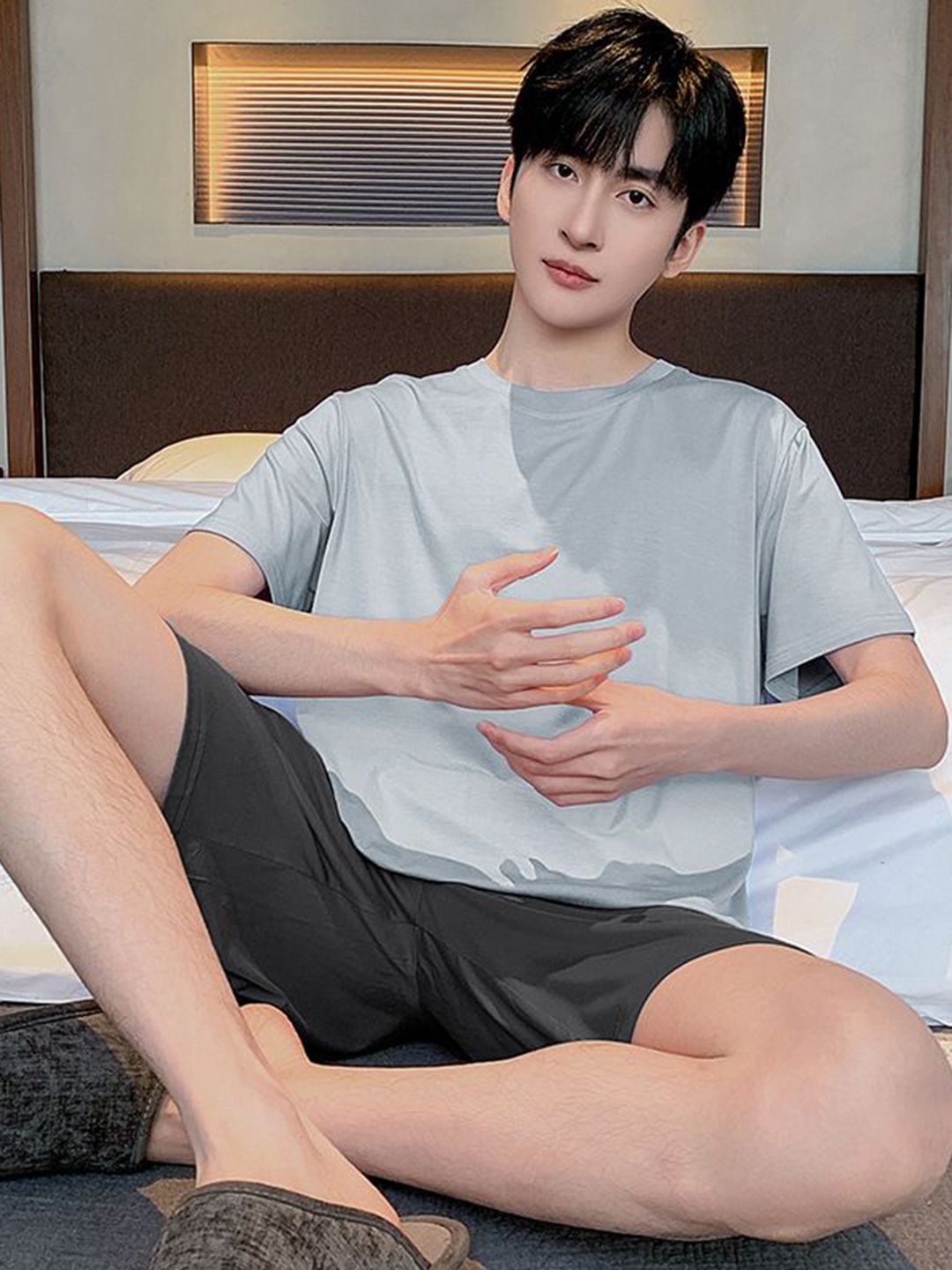 

StyleCast Round Neck Short Sleeves T-Shirt With Shorts, Blue