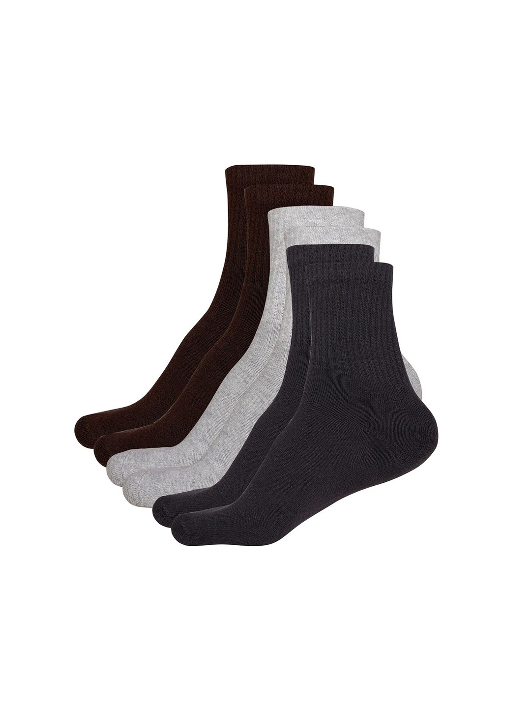 

WYSE Men Pack Of 3 Calf-Length Socks, Brown