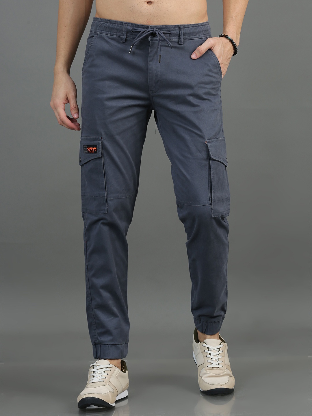 

CARBONN CLOTH Men Regular Fit Cotton Cargos Joggers, Grey