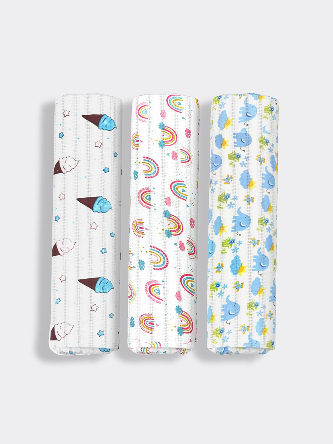

Orange Sugar Pack Of 3 Printed Swaddle, White