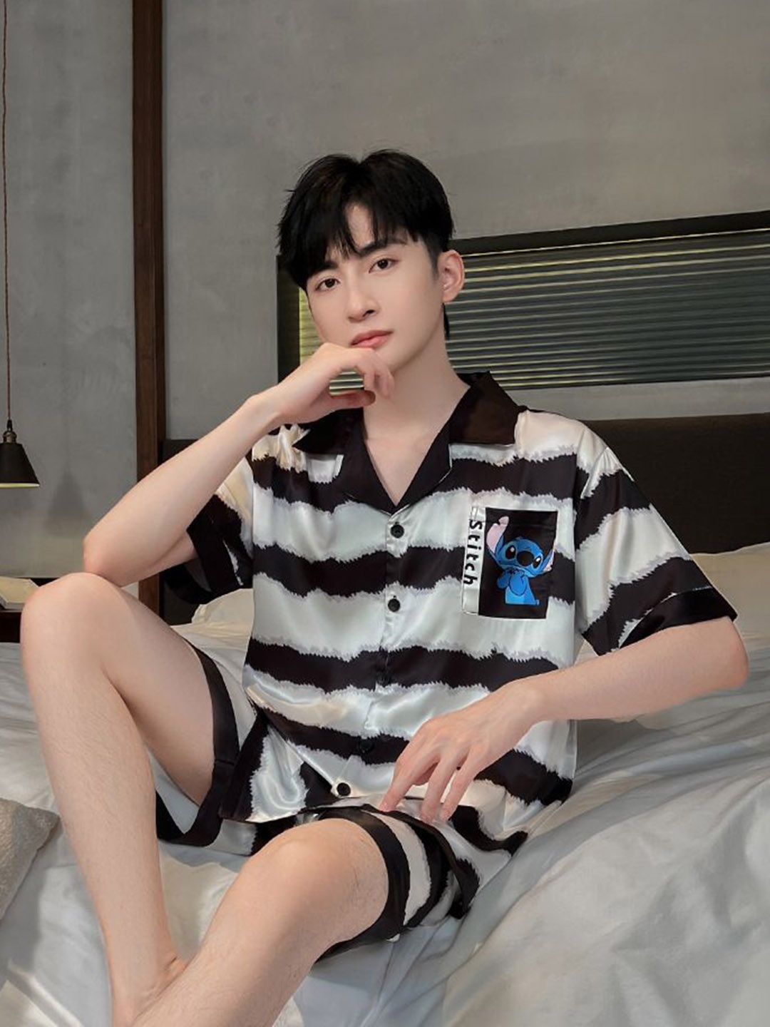 

StyleCast Striped Shirt with Shorts Night suit, White