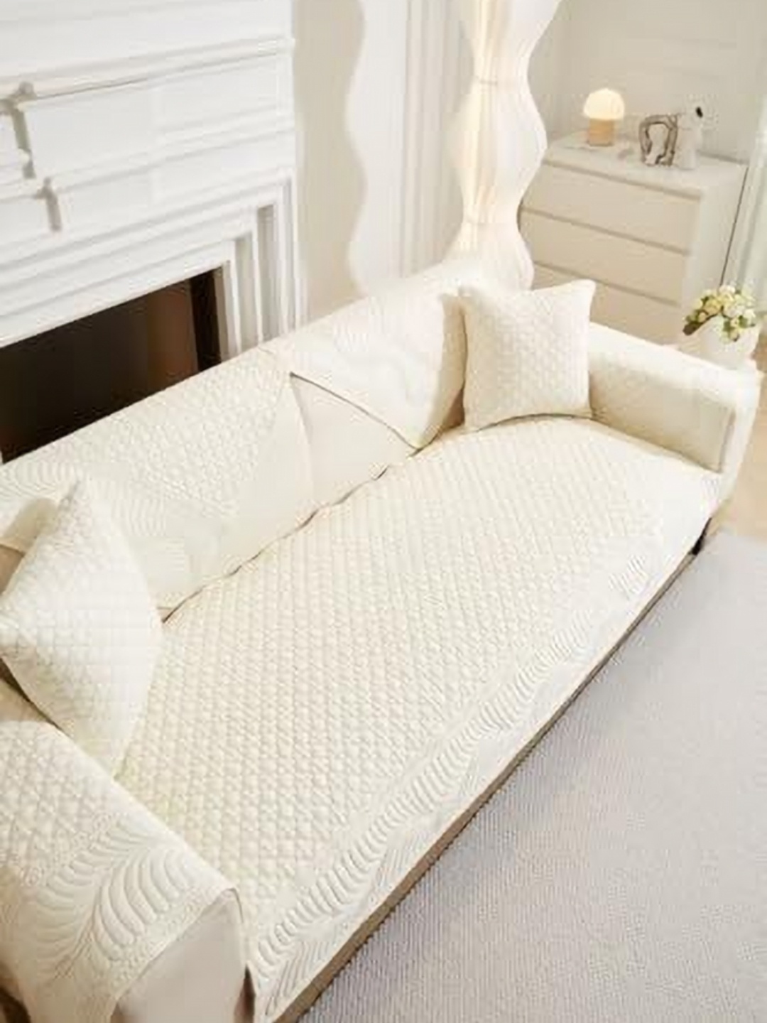 

HomeCloud Cream-Coloured Cotton 3 Piece Sofa Cover