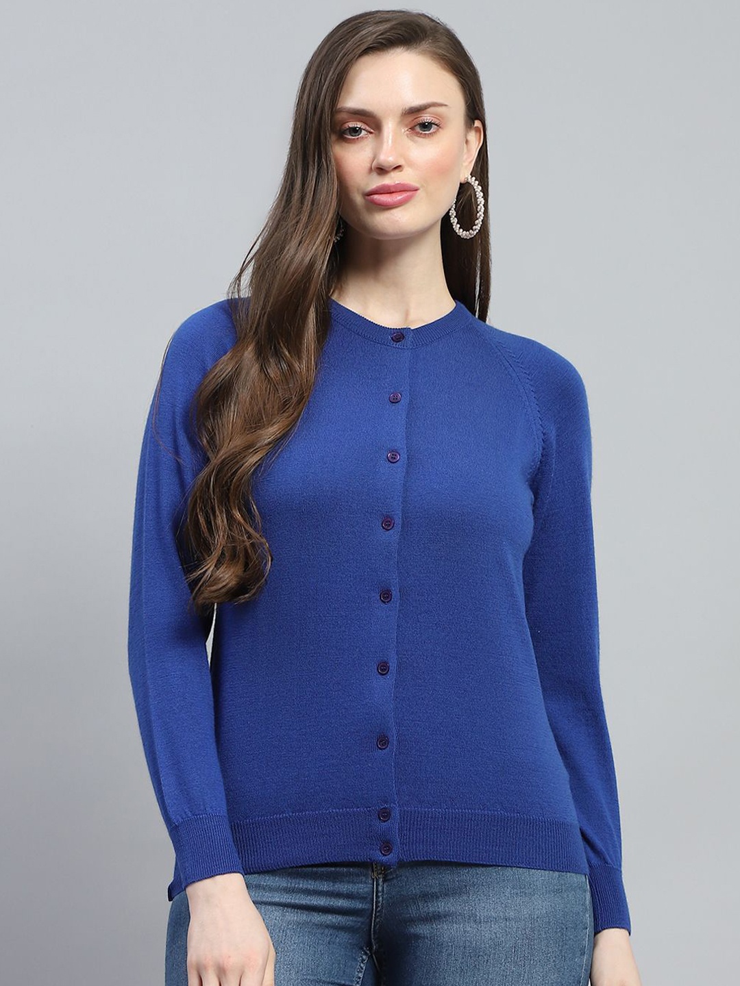 

Monte Carlo Women Round Neck Cardigan Sweaters, Blue
