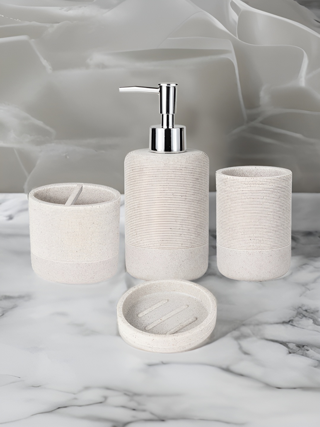 

The Better Home Khaki 4 Pieces Glossy Bath Accessories Set