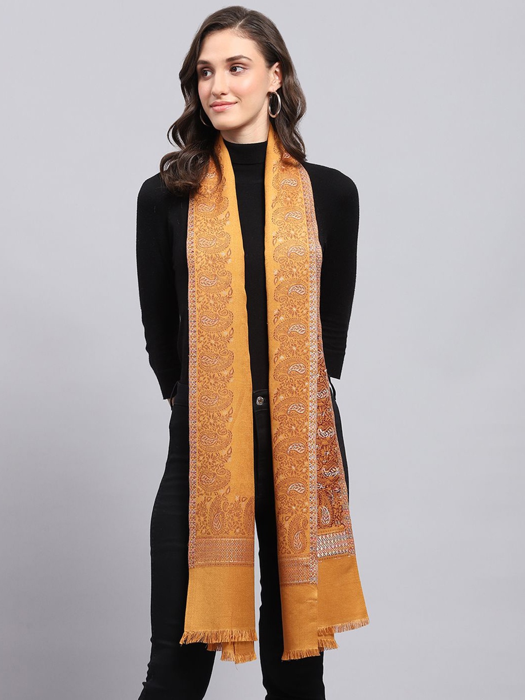 

Monte Carlo Women Woven Design Stole, Mustard