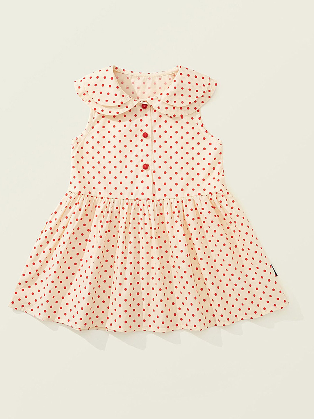 

LULU & SKY Girl Polka Dot Print Peter Pan Collar Fit & Flare Dress, Red